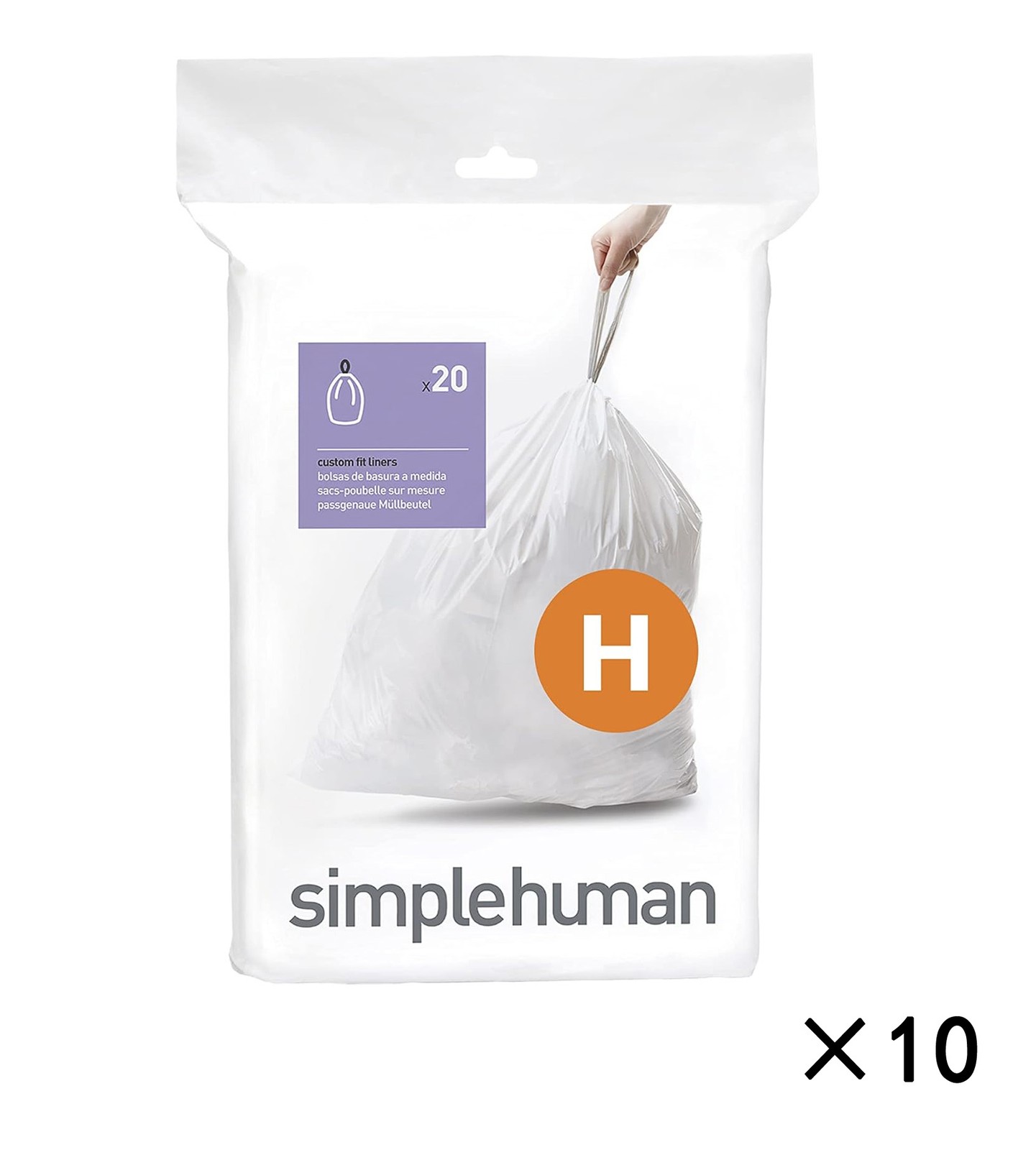 Simplehuman Code H Custom Fit Drawstring Trash Bags in Dispenser Packs,200 Count