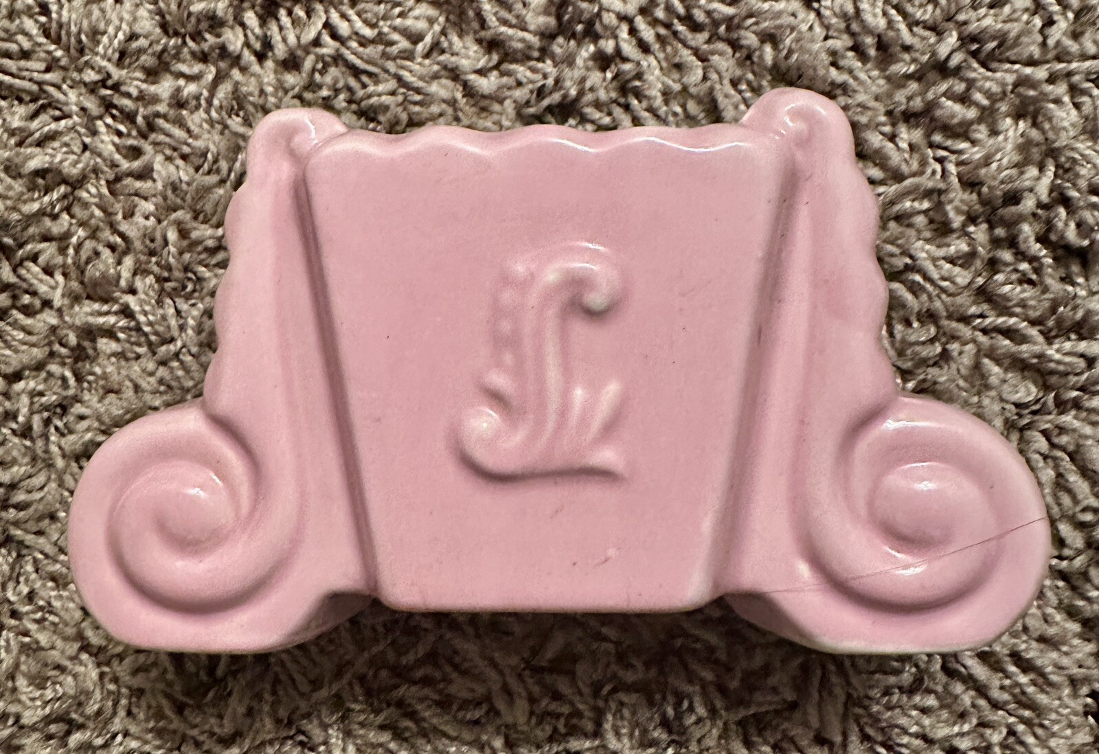 Vintage Pink FAPCO, Fredericksburg Art Pottery Chariot Planter Vase Scroll Ends
