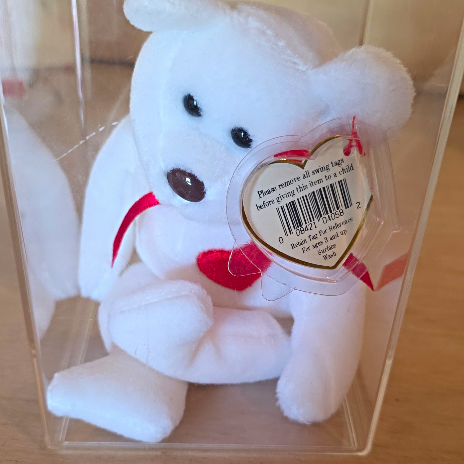 Ty Beanie Babies Valentino White Bear with Red Heart 1993 Vintage Ty Beanie Babies Valentino White Bear with Red Heart 1993 Vintage