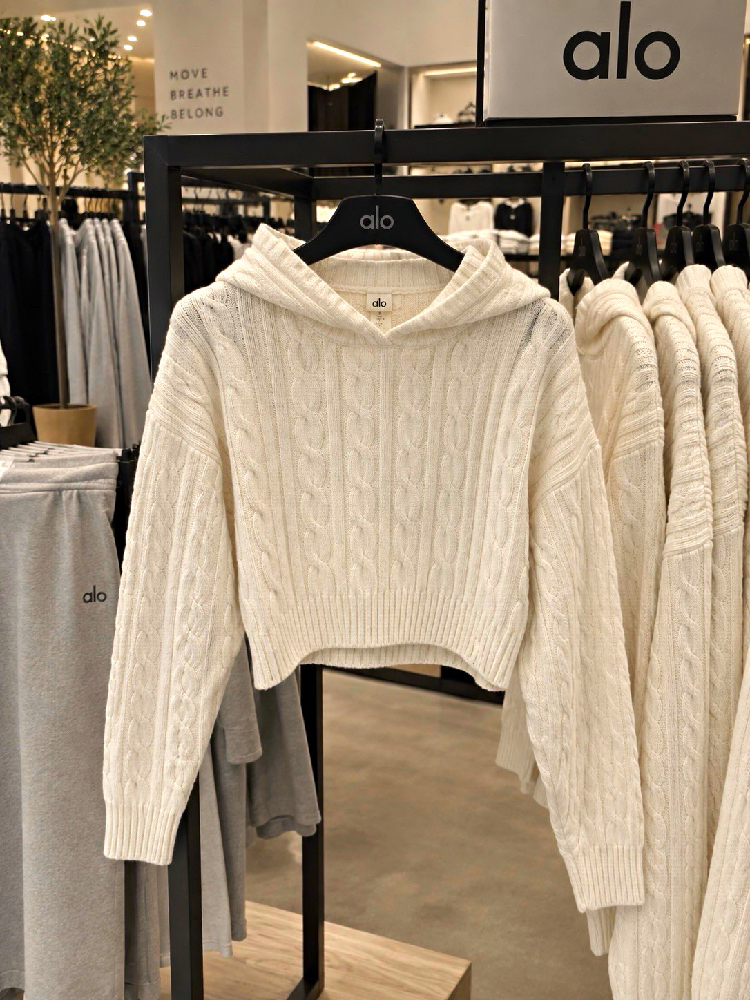 Alo Women’s White Cable Knit Hooded Pullover Cotton Sweater Hoodie Size S Alo Women’s White Cable Knit Hooded Pullover Cotton Sweater Hoodie Size S
