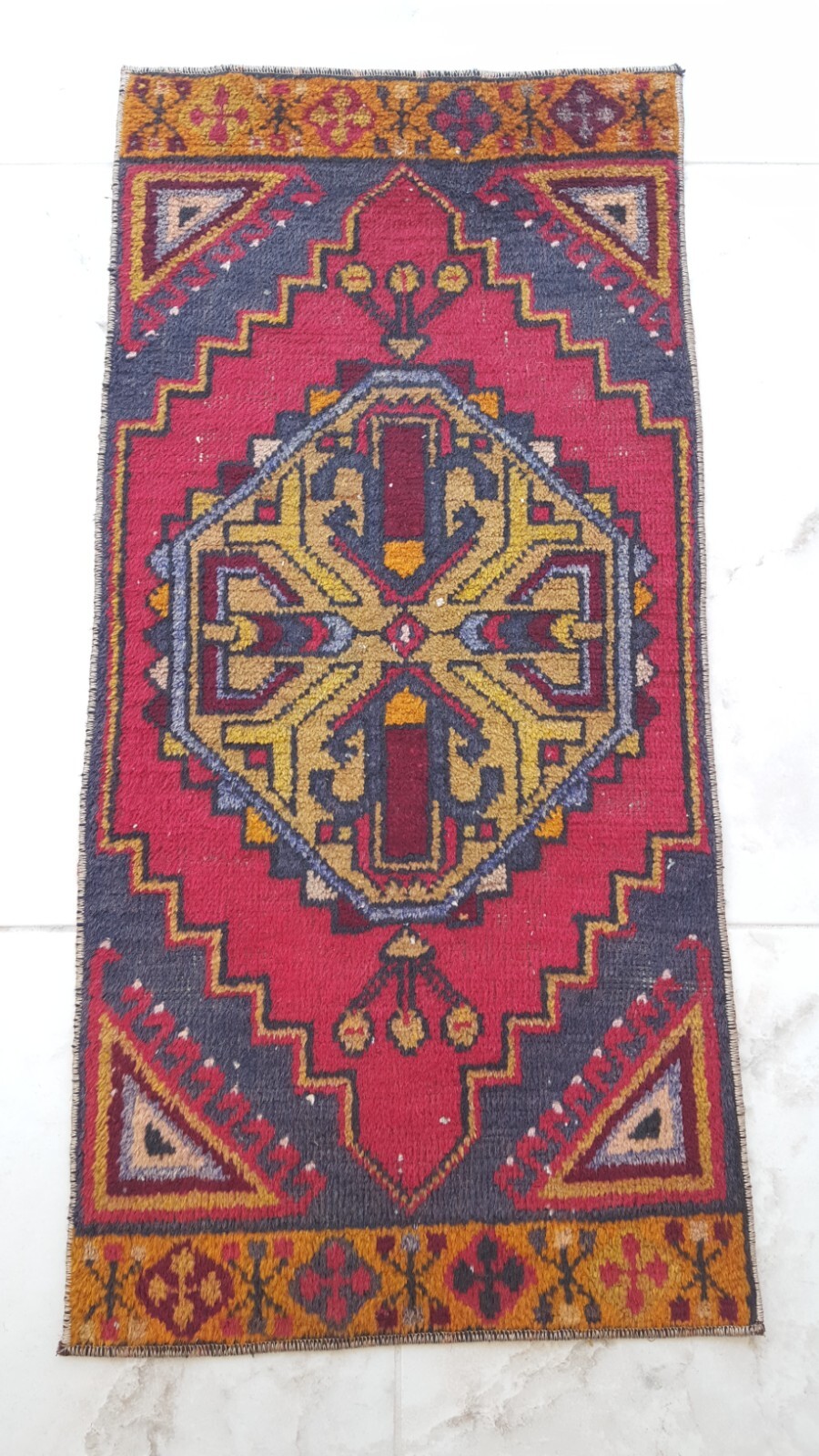 ANTİQUE HANDMADE RUG Red Wool Rug Decorative Floor Carpet Rug Artistic Rug