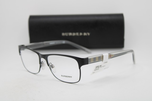 NEW BURBERRY B 1289 1007 BLACK GUNMETAL CLEAR AUTHENTIC EYEGLASSES 55-16 NEW BURBERRY B 1289 1007 BLACK GUNMETAL CLEAR AUTHENTIC EYEGLASSES 55-16