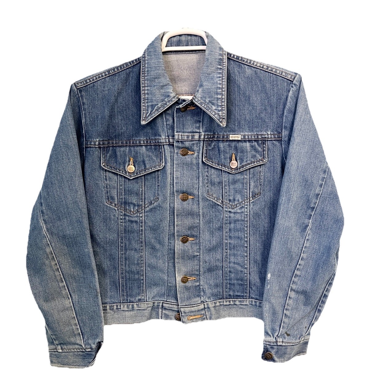 Vintage 70s Sedgefield Denim Jacket USA Made Faded Blue Trucker Hippie Large
