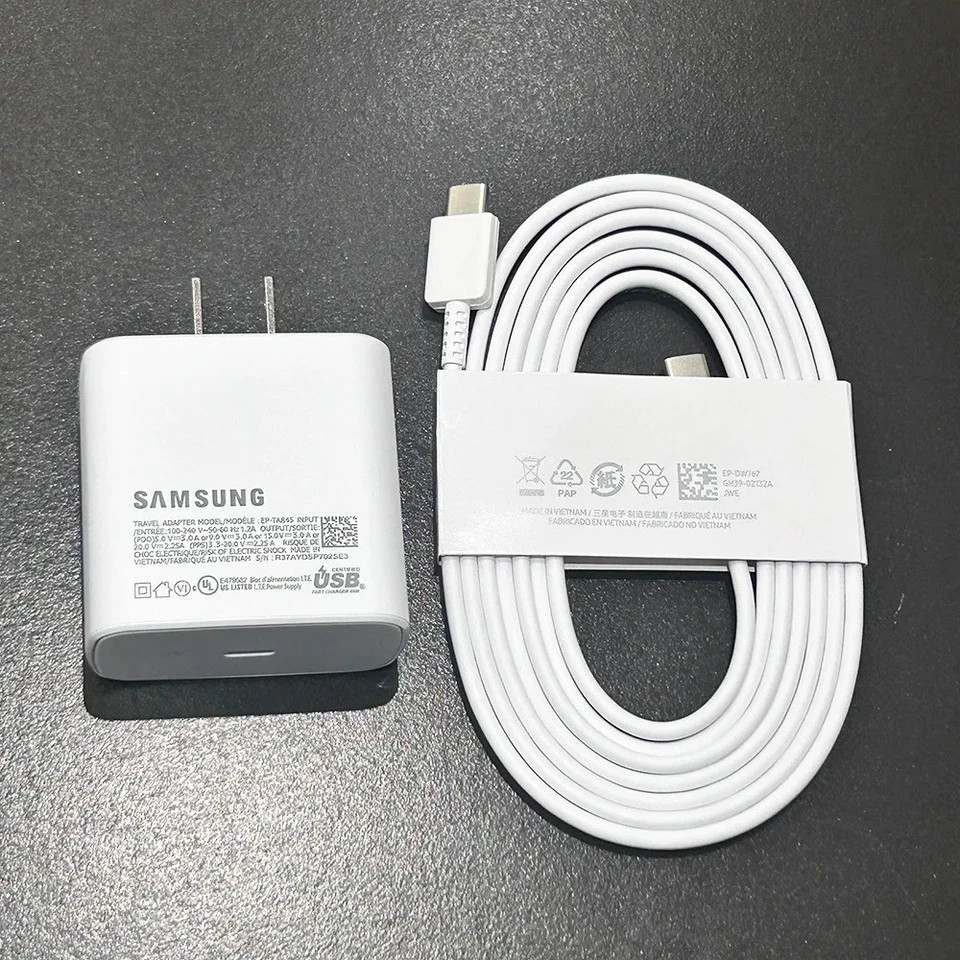 Original Samsung Galaxy S24 S23 45W Super Fast Wall Charger & USB-C Data Cable