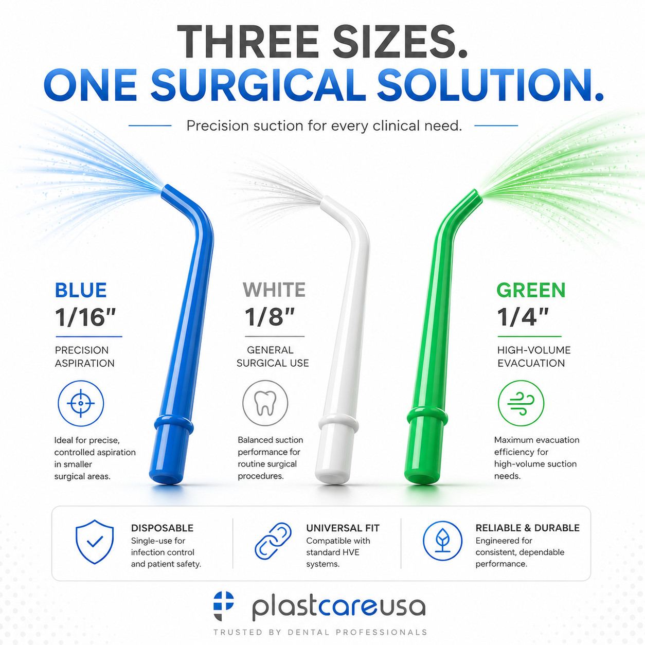 Surgical Aspirator Tips Dental Aspirating Suction Tips (Choose Size & Qty)