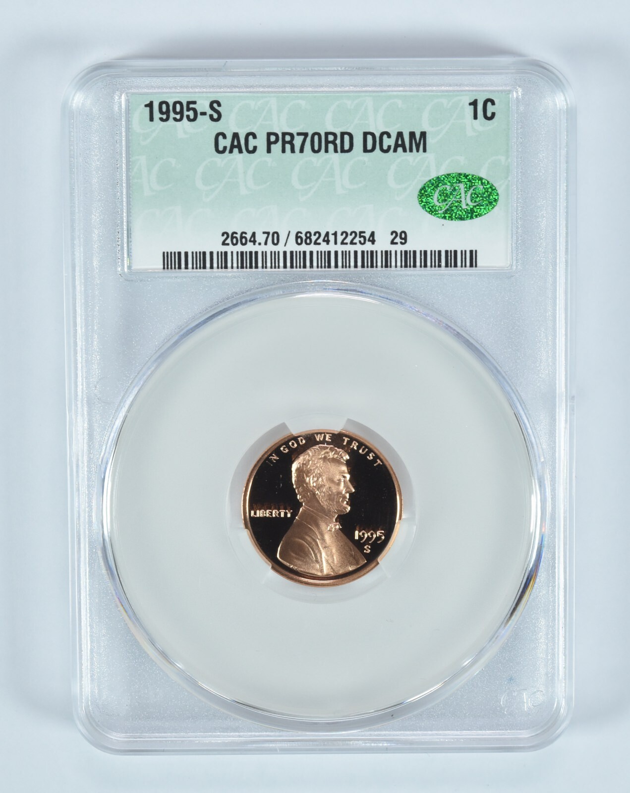 1995-S Lincoln Memorial Cent PR70 RD DCAM CAC CACg 1995-S Lincoln Memorial Cent PR70 RD DCAM CAC CACg