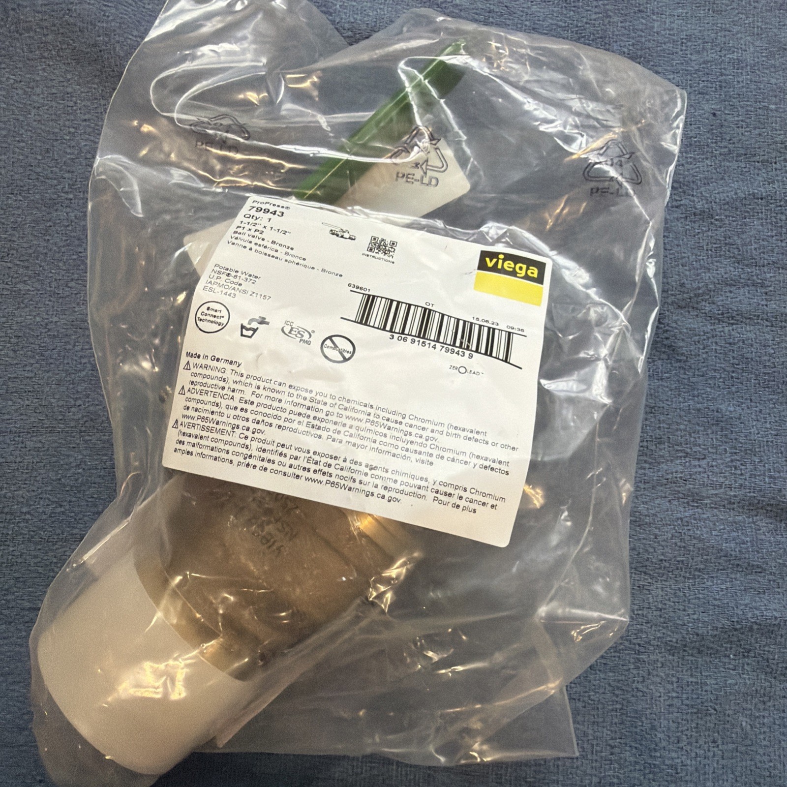 Viega 79943 Ball Valve 1-1/2\ Viega 79943 Ball Valve 1-1/2\