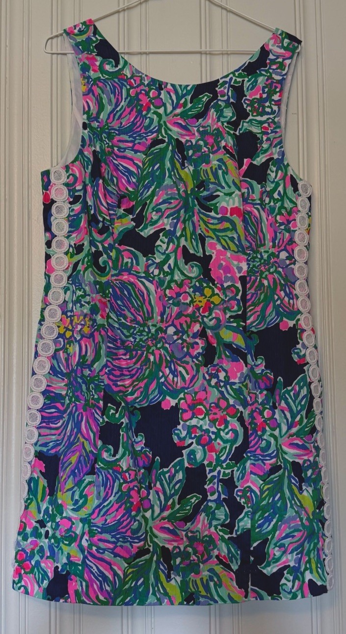 Lilly Pulitzer Shift Dress Indigo Exotic Escapade Size 12 Lilly Pulitzer Shift Dress Indigo Exotic Escapade Size 12