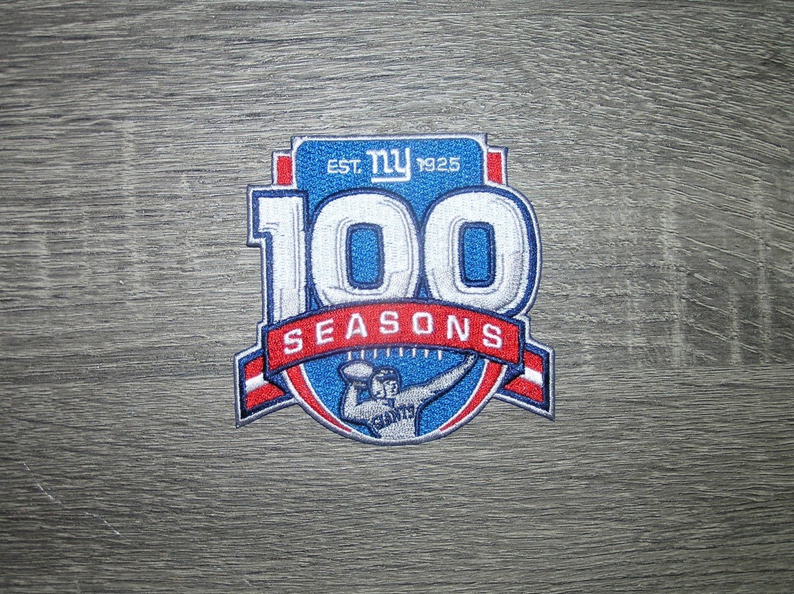 New York Giants 100th Anniversary Season Embroidered Iron On Patch 3.5\