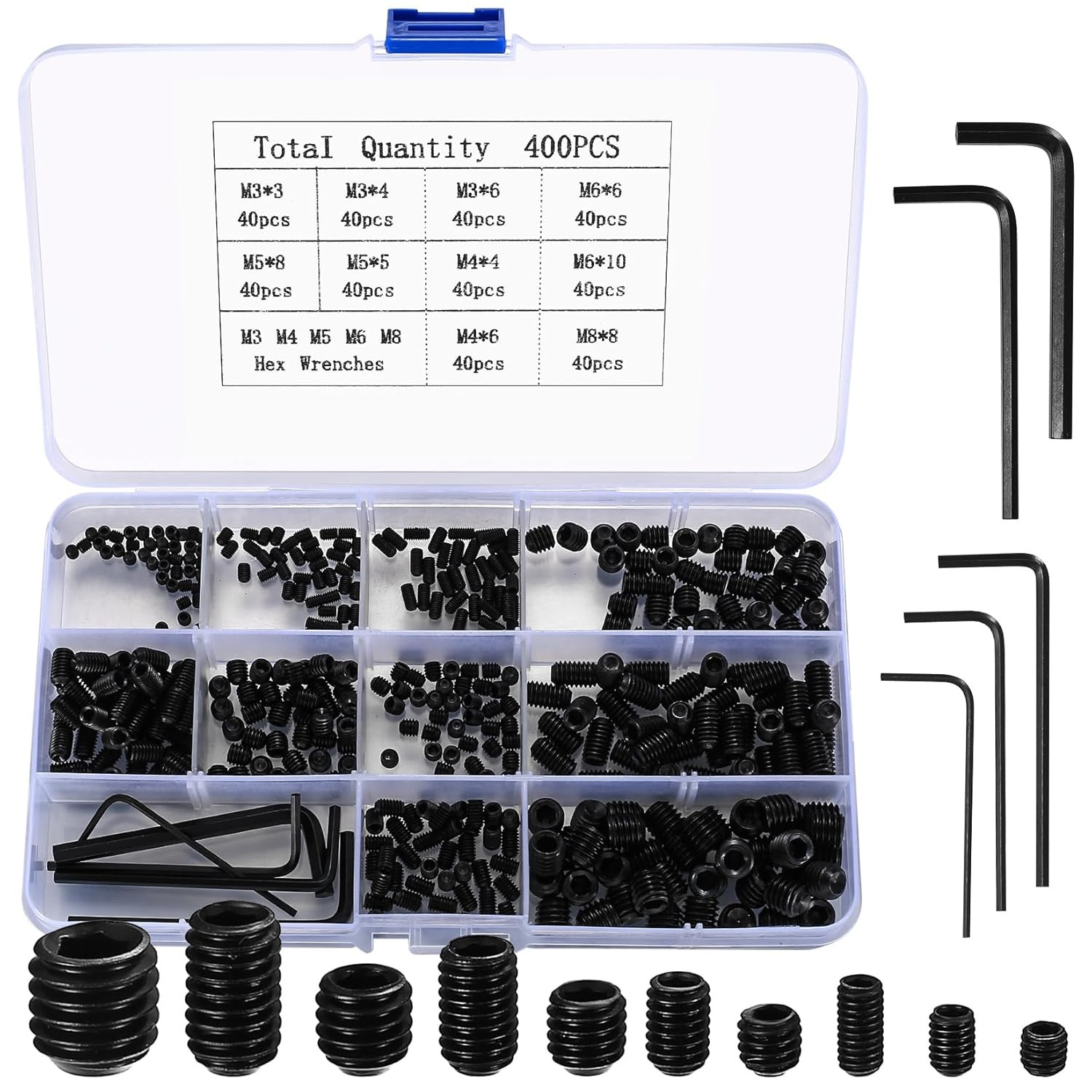 Allen Head Hex Socket Grub Screw Assortment Kit, 400 Pcs
