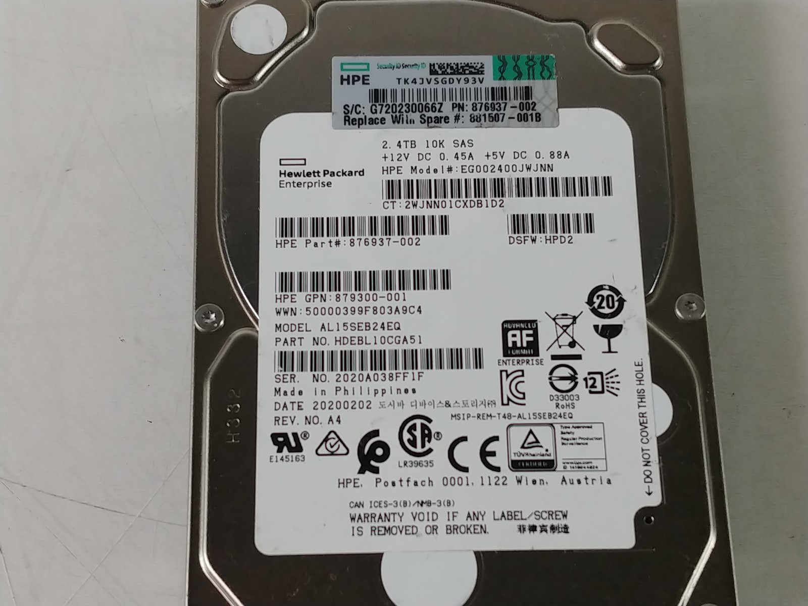 Toshiba HP AL15SEB24EQ 2.4 TB SAS 3 2.5 in Enterprise Drive