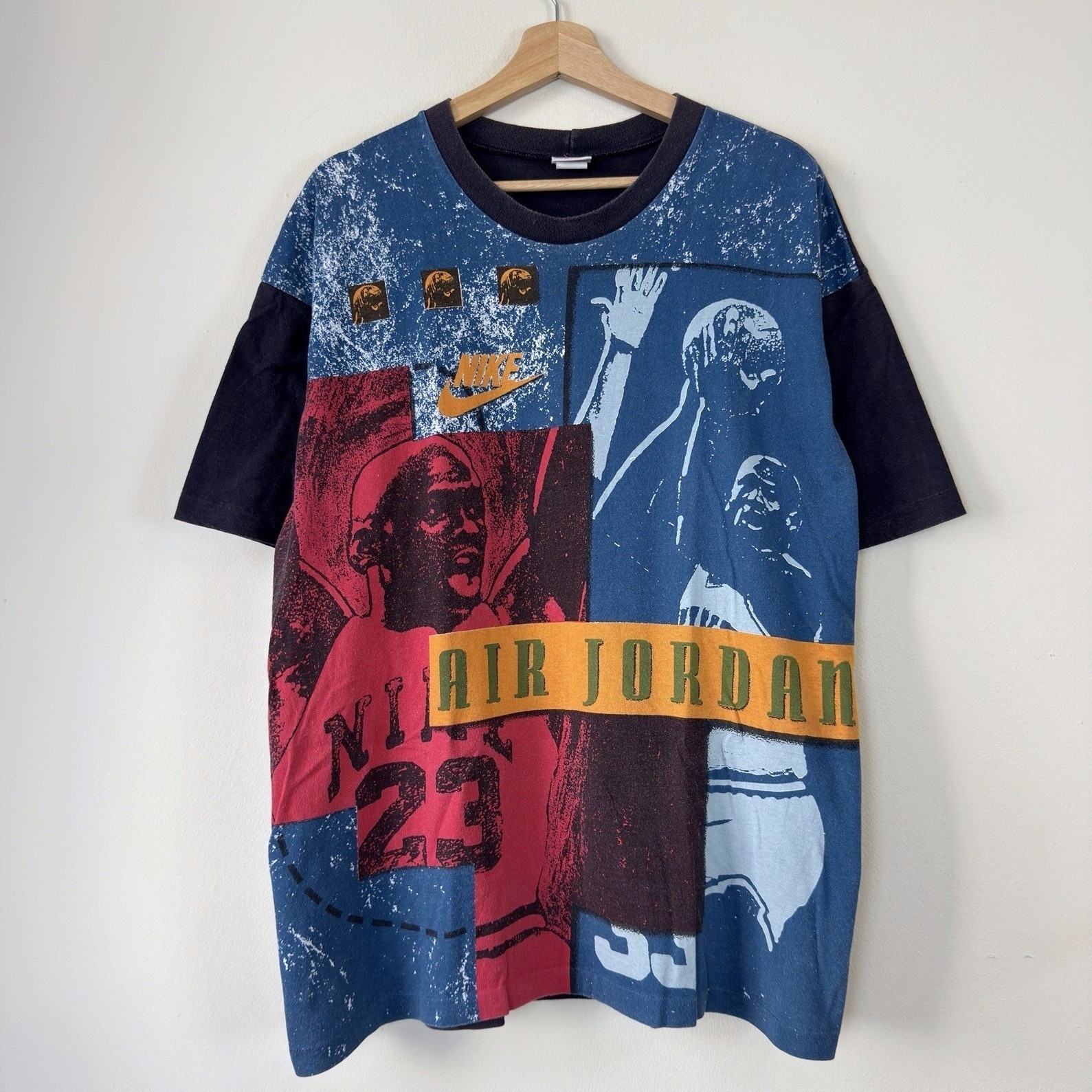 Vintage 90\'s Nike Michael Jordan AOP Art Single Stitch Black Tee Shirt - XL Vintage 90\'s Nike Michael Jordan AOP Art Single Stitch Black Tee Shirt - XL