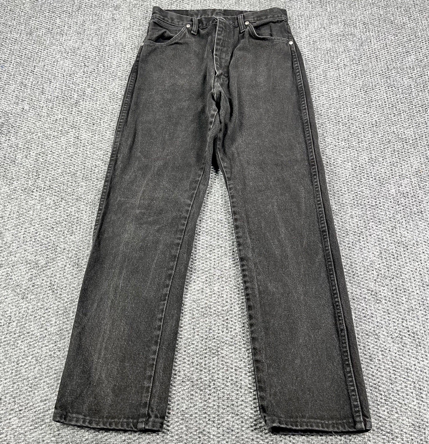 Vintage Wrangler Jeans Mens Black Denim Cowboy Cut Made in USA 90s 13MWZWK
