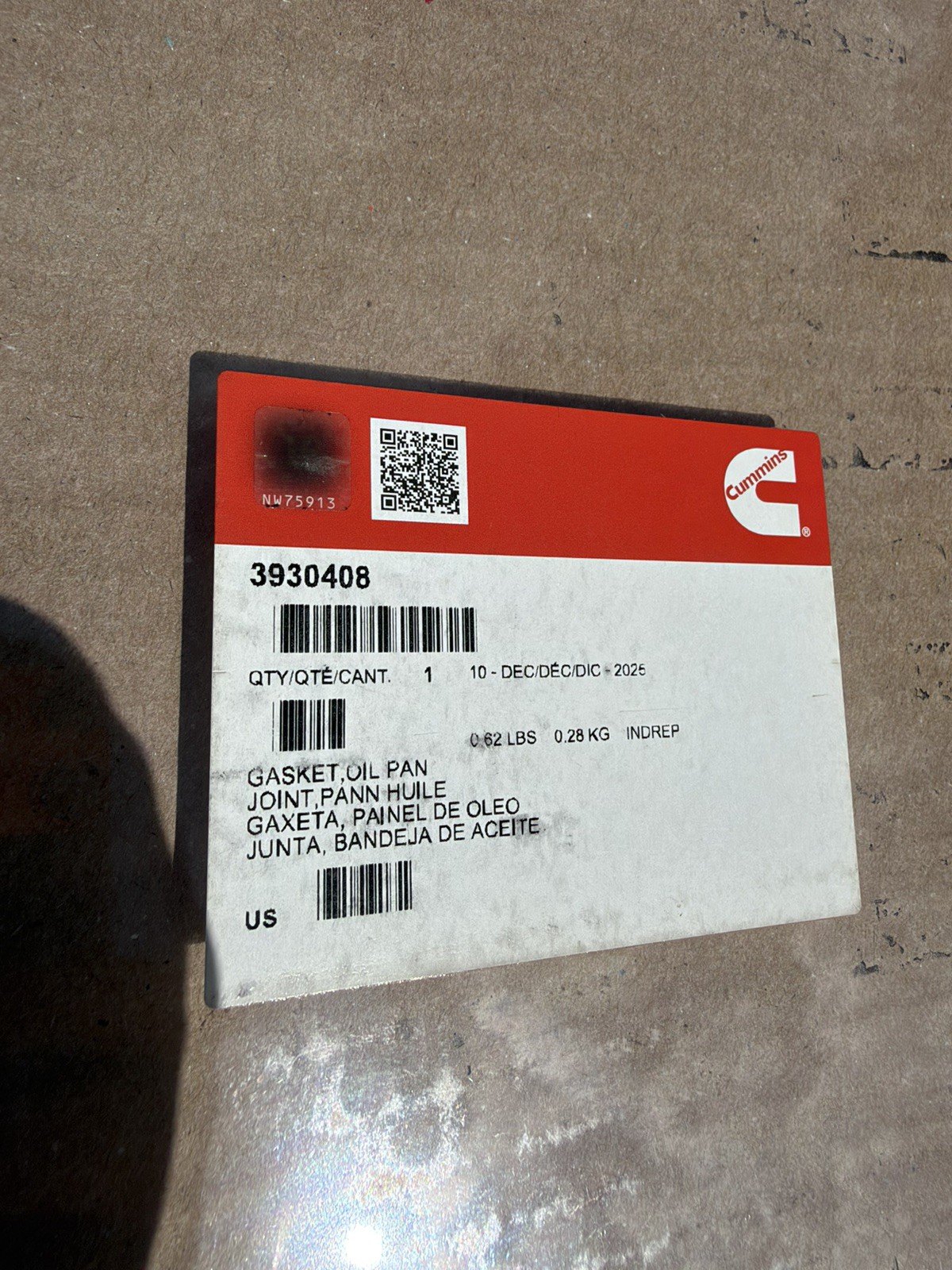 Genuine Cummins Oil Pan Gasket 3930408 8.3L ISC/ISL Engines Genuine Cummins Oil Pan Gasket 3930408 8.3L ISC/ISL Engines