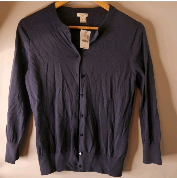 J.Crew Factory Clare Cardigan Women\'s M Navy Slate Blue Button Front NWT J.Crew Factory Clare Cardigan Women\'s M Navy Slate Blue Button Front NWT