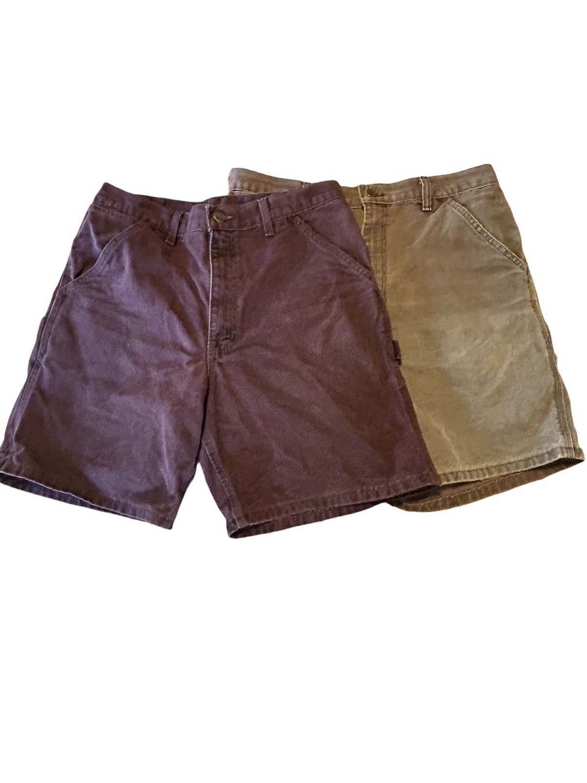 VTG 90s Carhartt B24 BRG Shorts 34 USA Burgundy Purple + Gray Carpenter 2 Lot