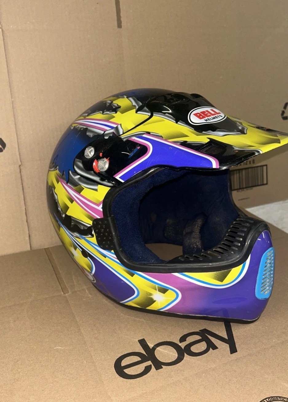 Vintage 1995 Bell Moto 6 Helmet Mike LaRocco Replica Motocross MX Display 90s Vintage 1995 Bell Moto 6 Helmet Mike LaRocco Replica Motocross MX Display 90s