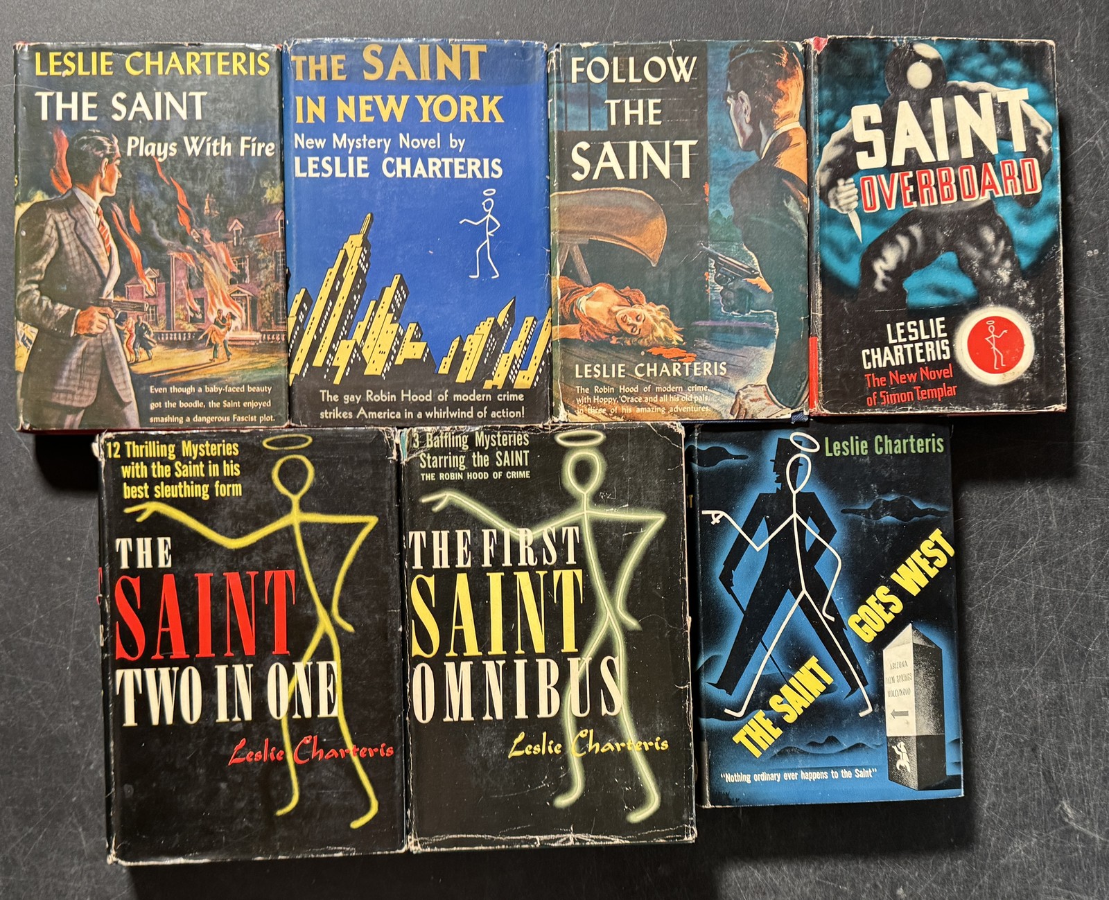 Lot 7 THE SAINT books by Leslie Charteris HBDJ Vintage Overboard First Omnibus Lot 7 THE SAINT books by Leslie Charteris HBDJ Vintage Overboard First Omnibus