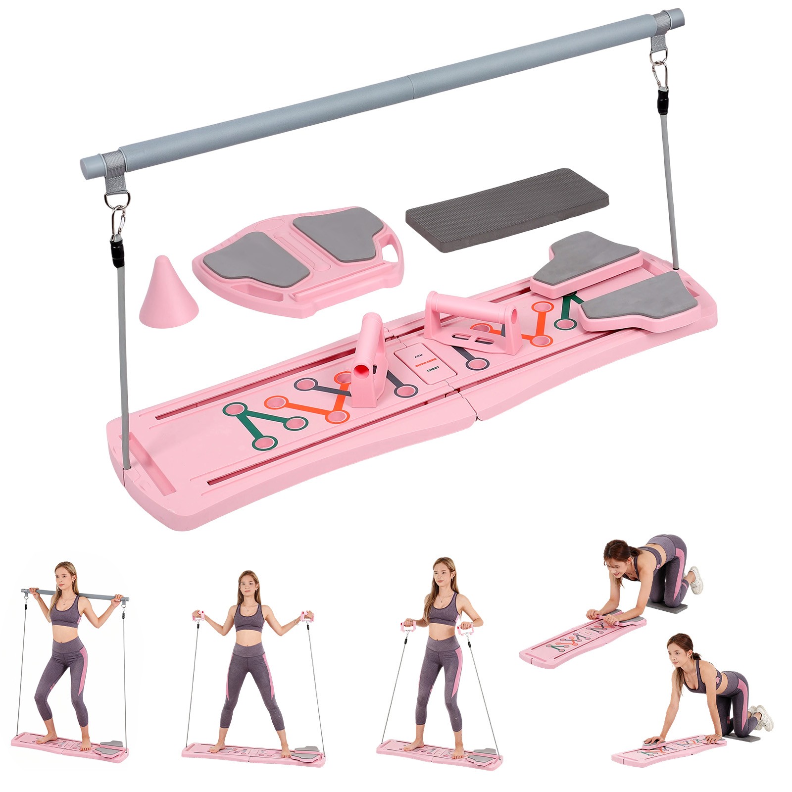 Pilates Board Reformer 6-In-1 Multifunctional Set Foldable Home Gym Ab Trainer