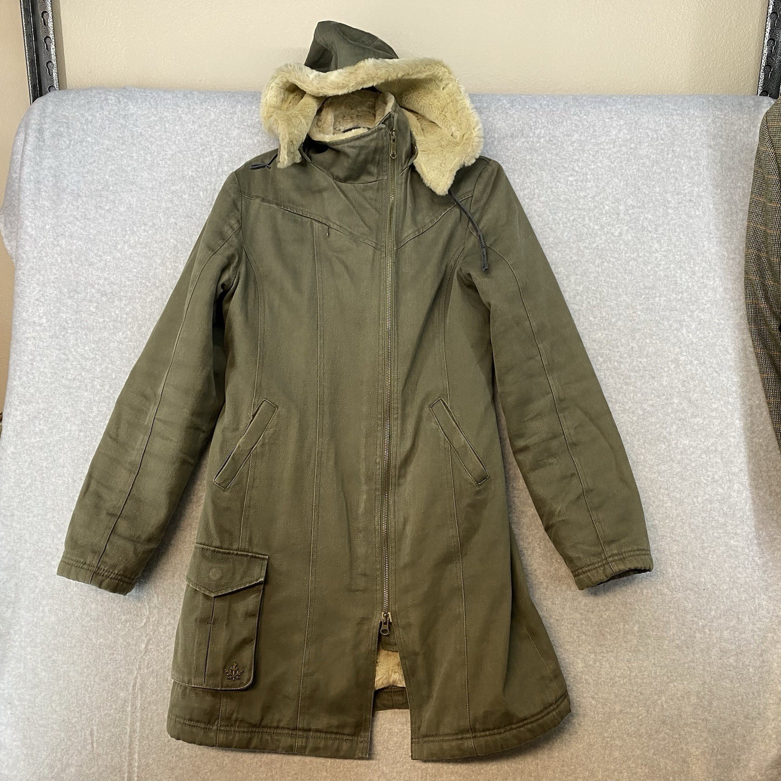 Hemp HoodLamb Women\'s Med • Green Long Parka • Heavy Hemp • Full Zip Coat