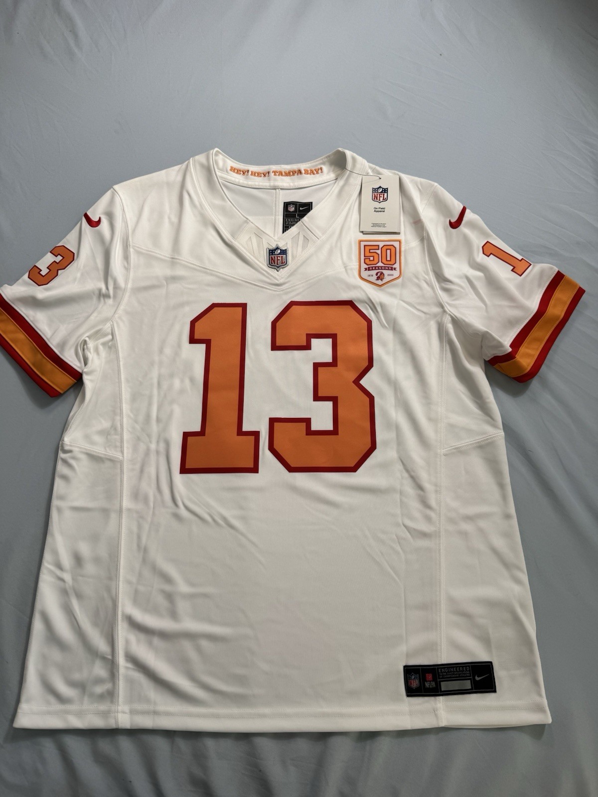 NWT Tampa Bay Buccaneers #14 Evans Men’s Large Away 50th Season Game Day Jersey