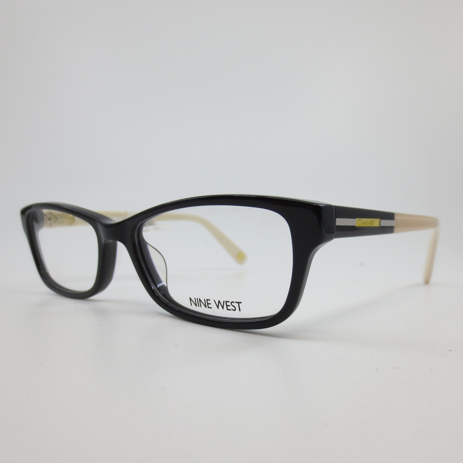 Nine West NW5134 001 Black Cream Rectangular Eyeglasses Frames 52-16-135 NEW