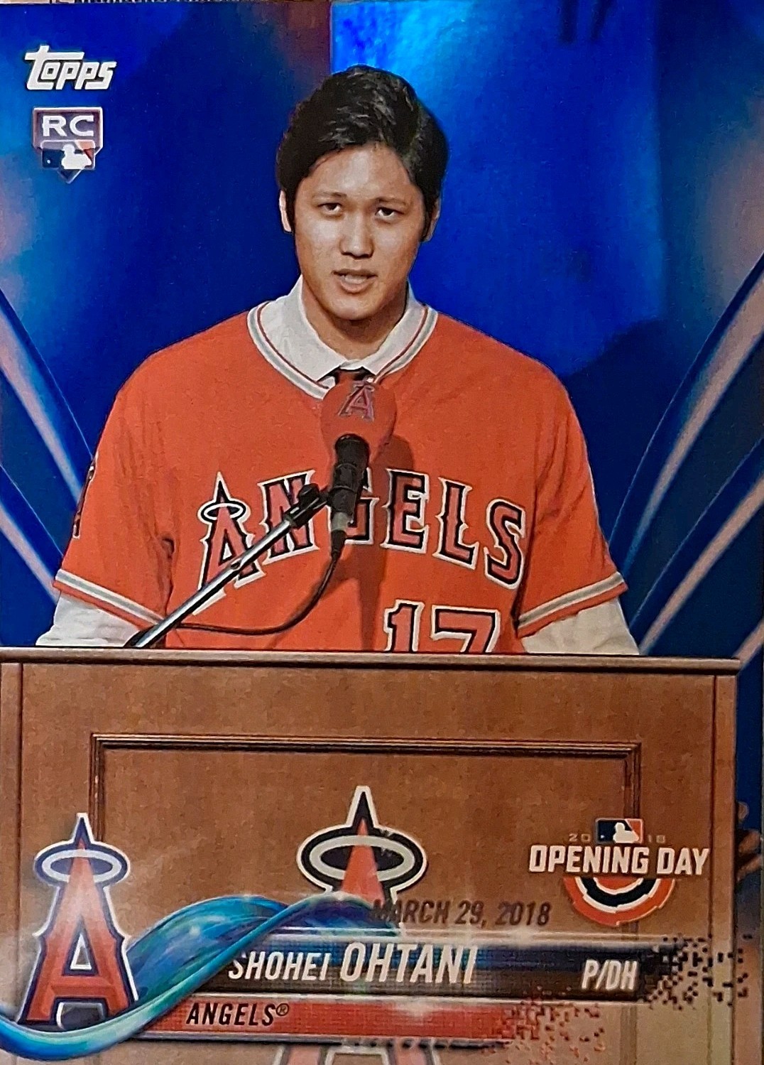 Topps 2018 Opening Day Shohei Ohtani #200 Angels Rookie Blue Rainbow Foil Topps 2018 Opening Day Shohei Ohtani #200 Angels Rookie Blue Rainbow Foil