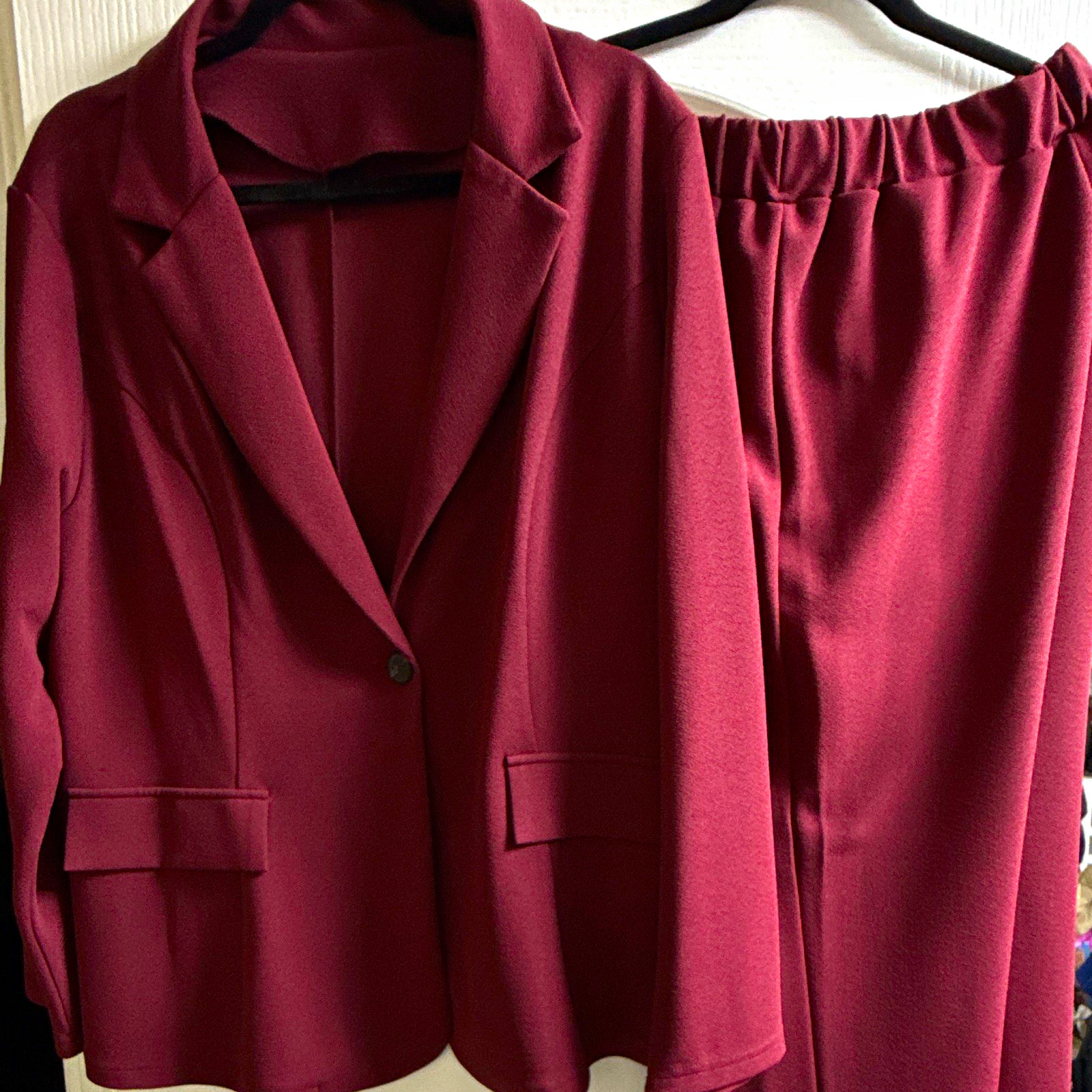 SHEIN Curve Women’s Plus 2XL Burgundy 2pc Pant Suit Jacket & Pants Set