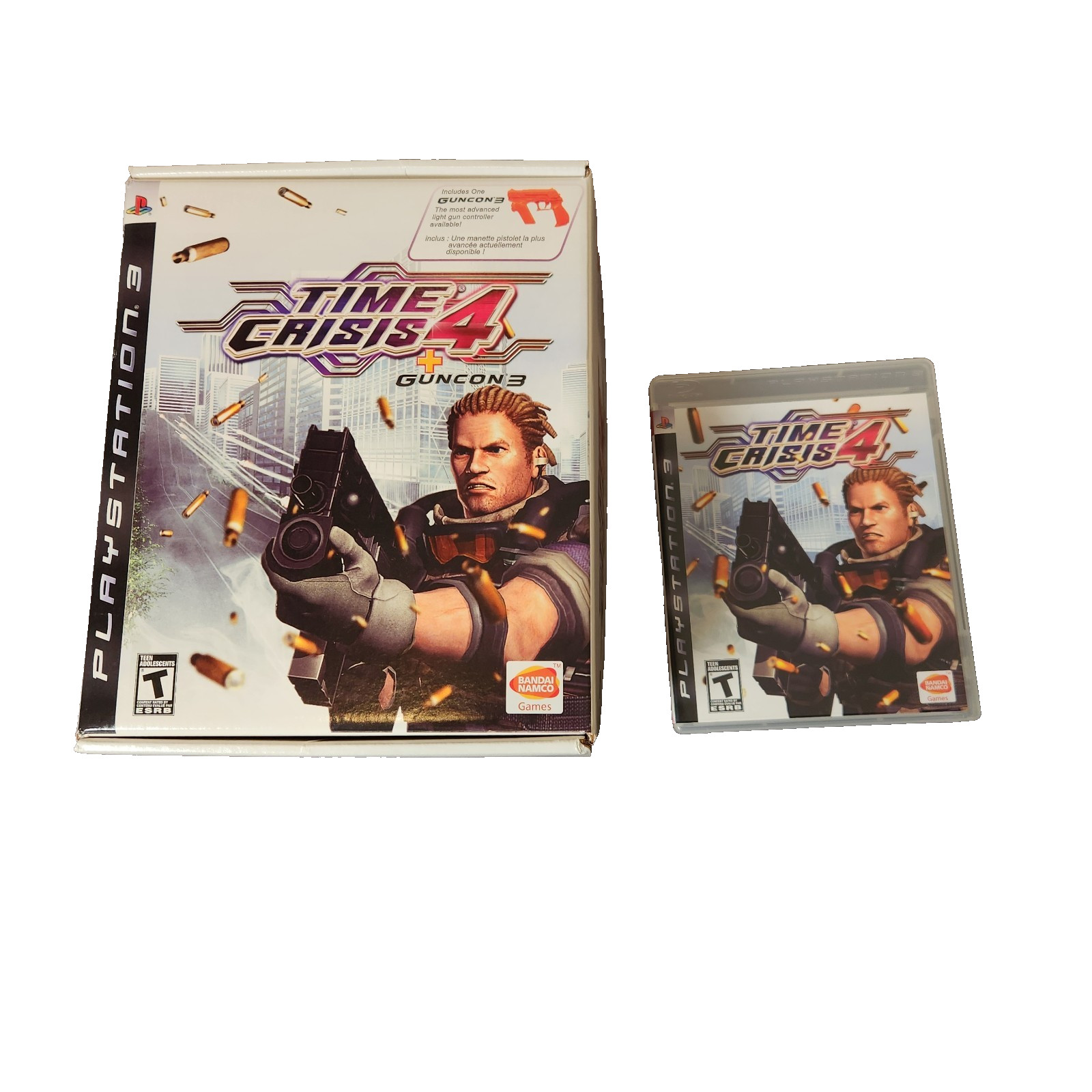 Time Crisis 4 PS3 Bandai Namco GunCon 3 Controller Box Bundle W/MANUAL NO SENSOR