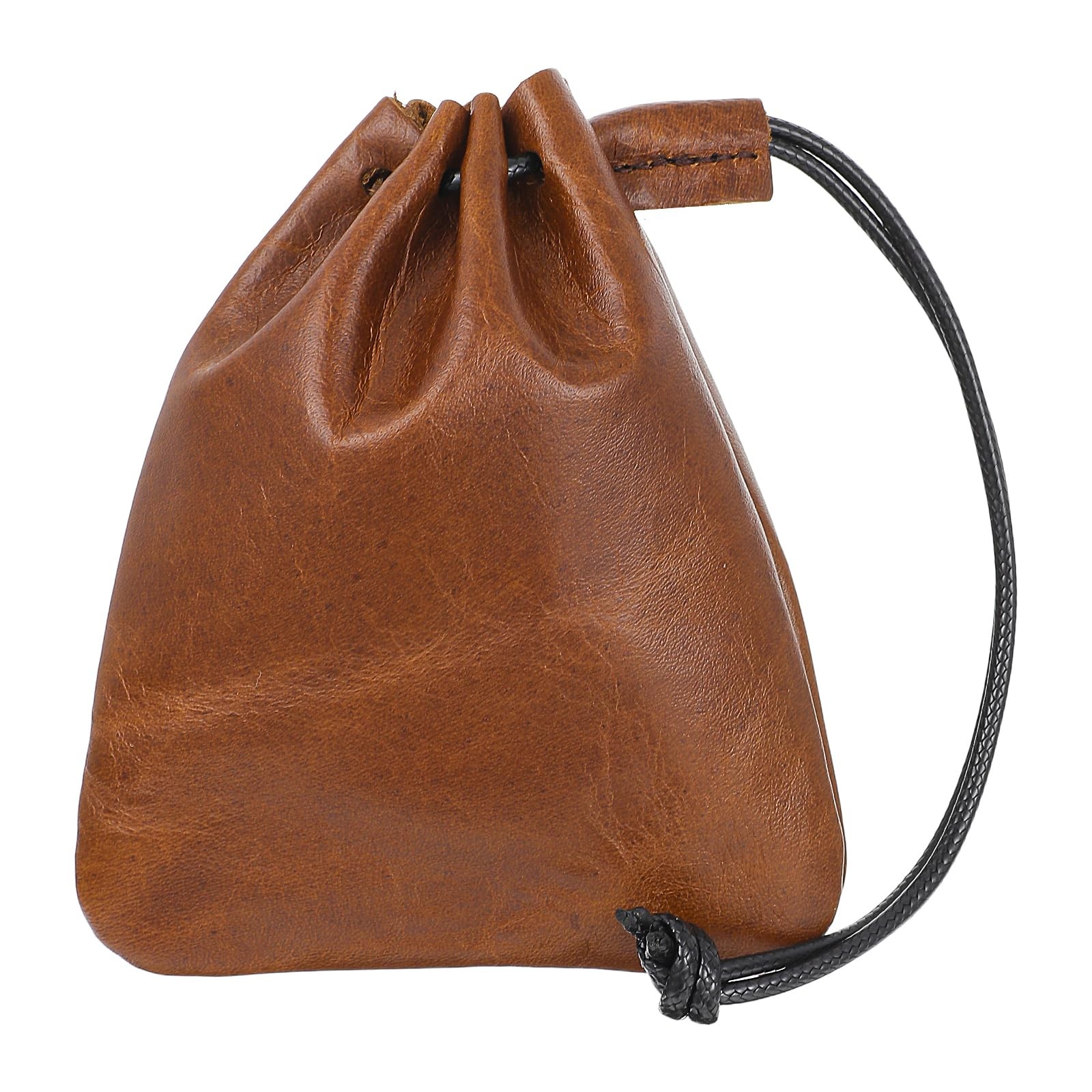 Leather Drawstring Pouch Cowhide Vintage Leather Storage Bags