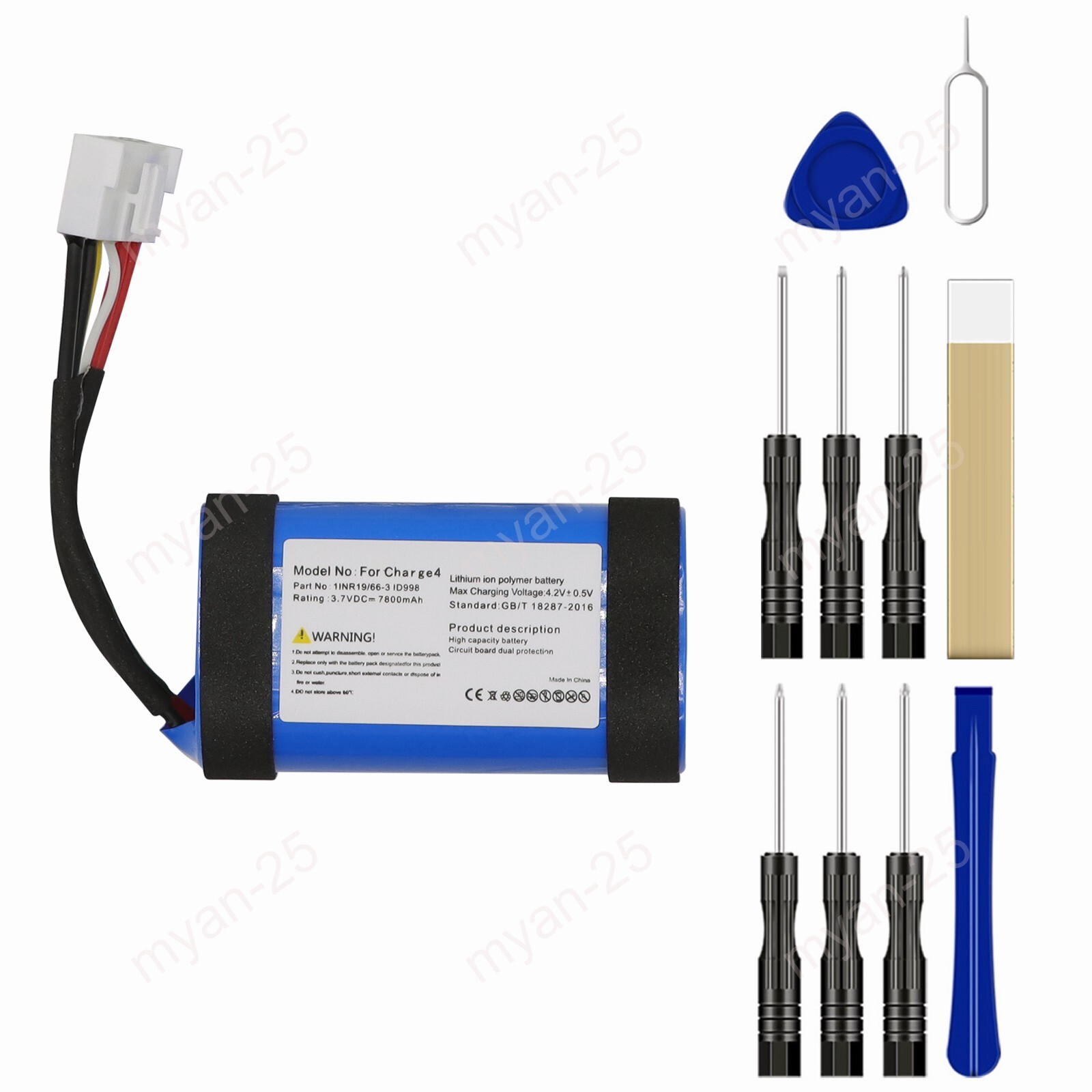 ID998 Battery For JBL Charge 4 4J, Charge 4BLK, 1INR19/66-3 SUN-INTE-118 7800mAh ID998 Battery For JBL Charge 4 4J, Charge 4BLK, 1INR19/66-3 SUN-INTE-118 7800mAh