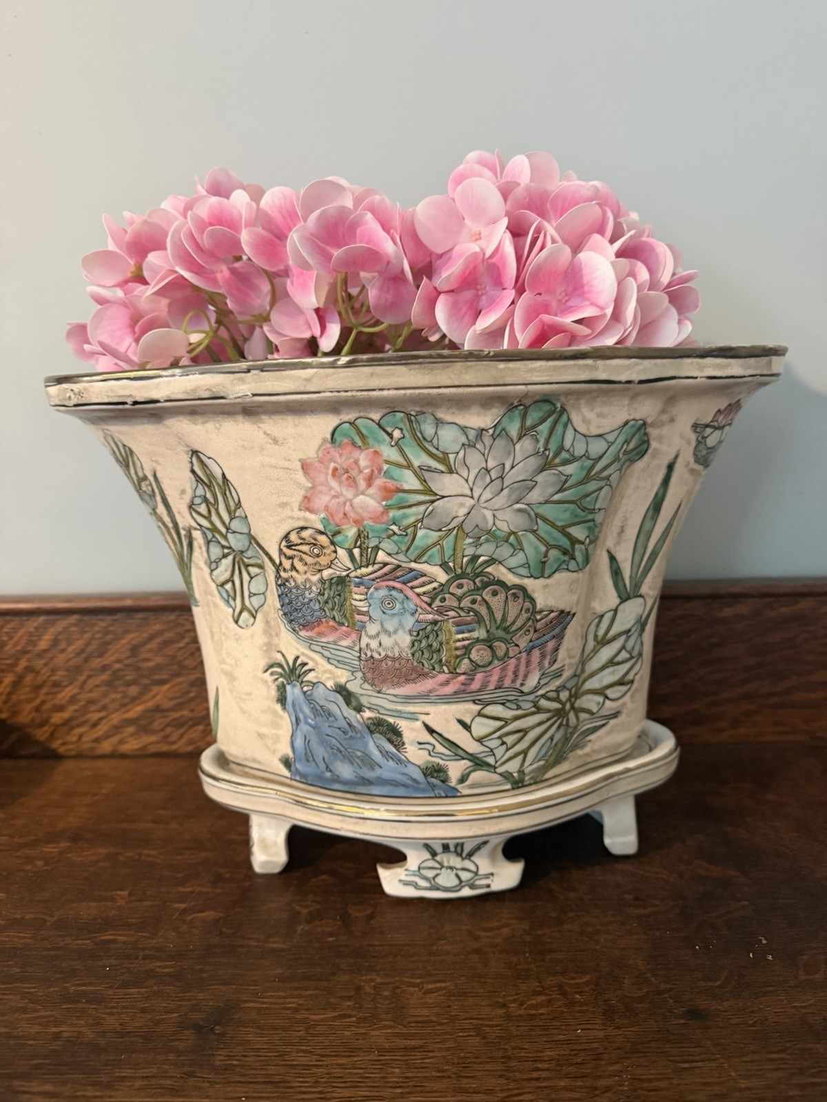 Antique 1890’s Chinese Famille Rose Jardiniere W/Stand Antique 1890’s Chinese Famille Rose Jardiniere W/Stand