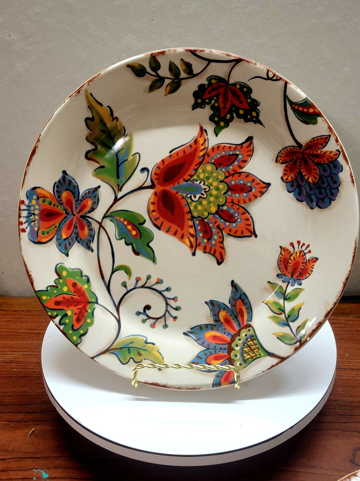 Pier 1 Imports “Elizabeth” 9-Inch Floral Plate • Hand‑Painted Ceramic Accent