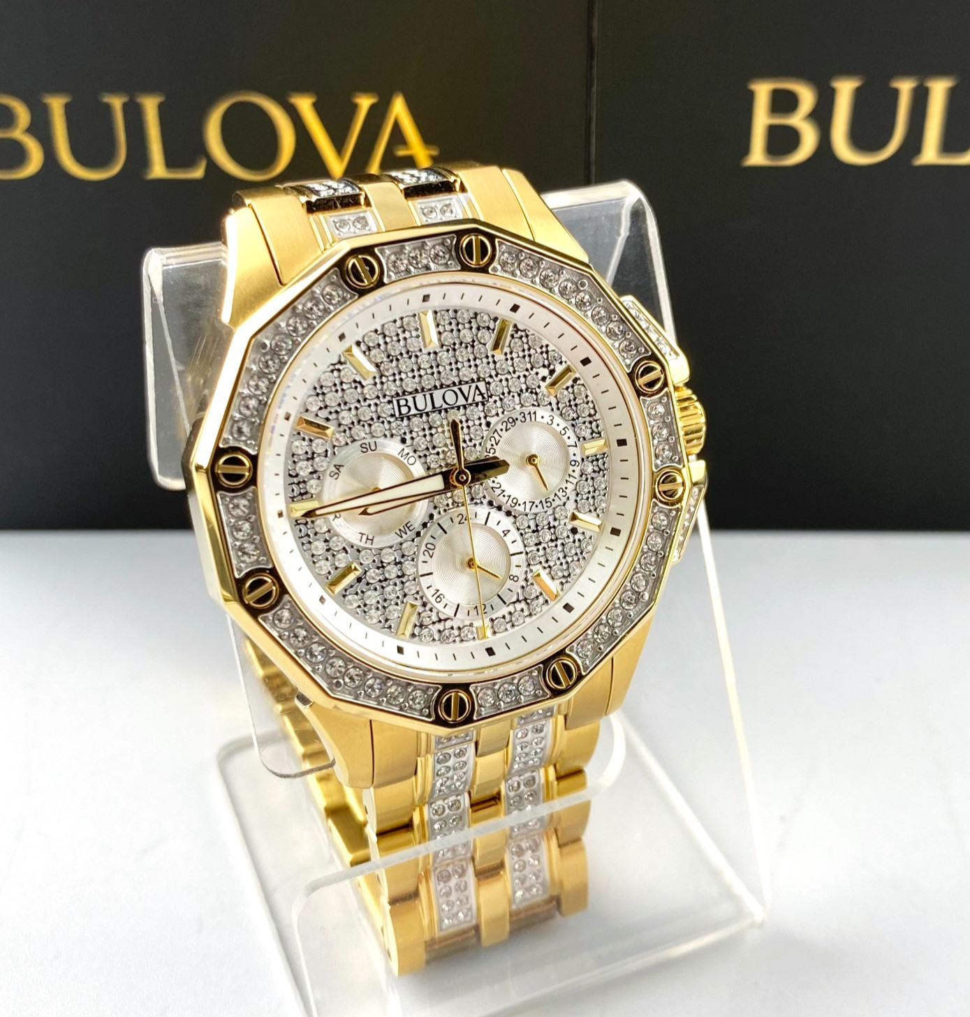 Bulova Octava 98C126 Quartz Watch 41.5mm Crystal Dial Gold-Tone Men's Watch Bulova Octava 98C126 Quartz Watch 41.5mm Crystal Dial Gold-Tone Men's Watch
