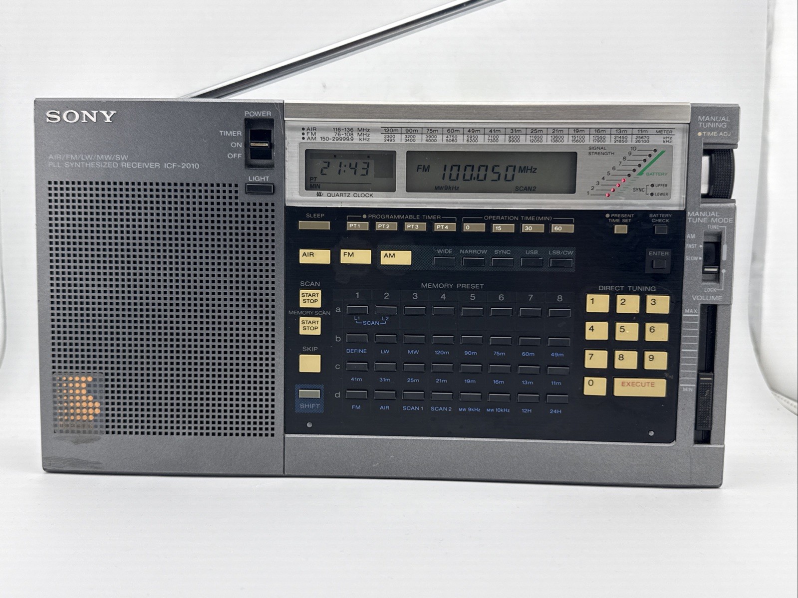 Sony ICF-2010 AIR/FM/LW/MW/SW/PLL Shortwave Radio Receiver, Tested Sony ICF-2010 AIR/FM/LW/MW/SW/PLL Shortwave Radio Receiver, Tested