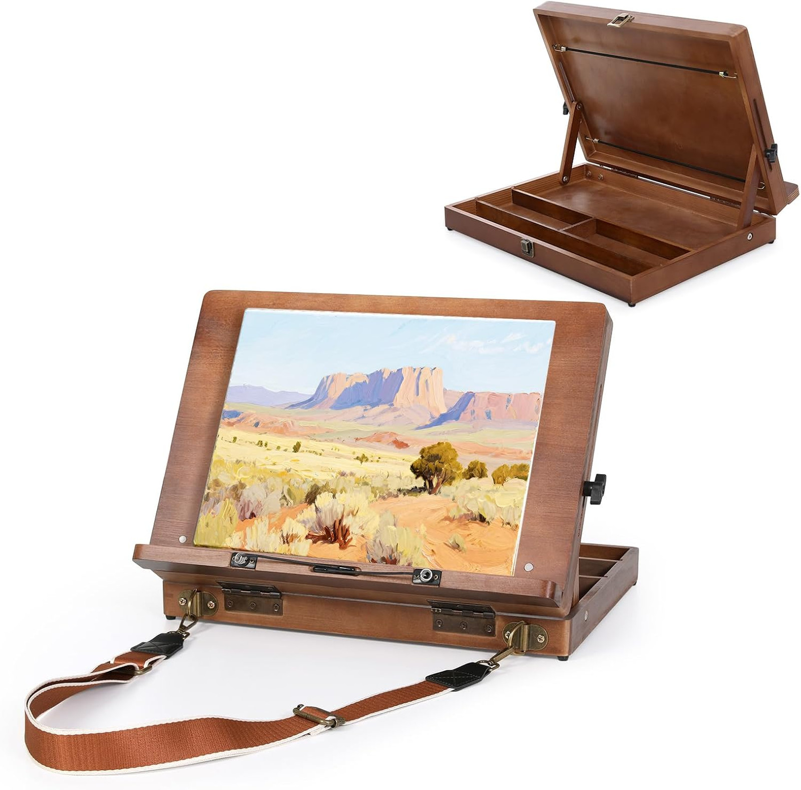 Tabletop Easel for Painting, Adjustable Wooden Art Easel, A3 Size, Travel