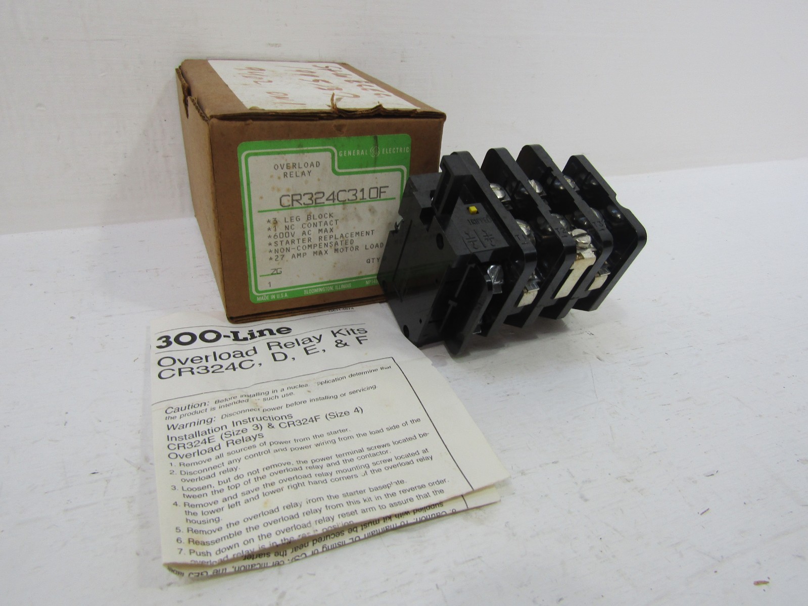 NEW General Electric GE CR324C310F Overload Relay 27 Amp 3-Pole 600V CR324C NEW General Electric GE CR324C310F Overload Relay 27 Amp 3-Pole 600V CR324C