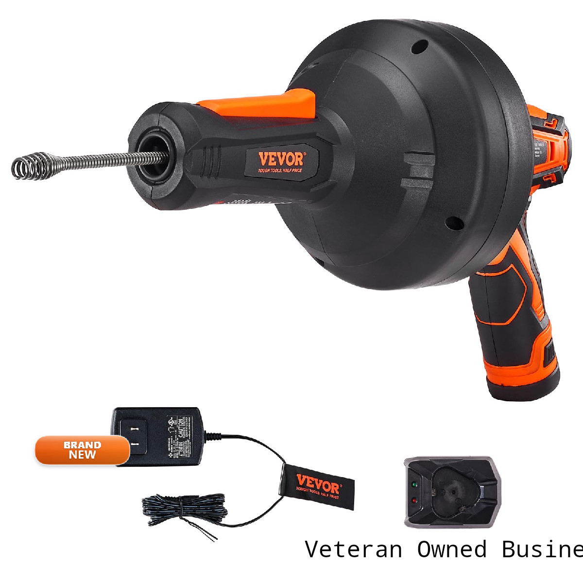 Vevor 12V Electric Drain Auger 25Ft Cordless Plumbing Snake Auto Feed Pipeline Vevor 12V Electric Drain Auger 25Ft Cordless Plumbing Snake Auto Feed Pipeline