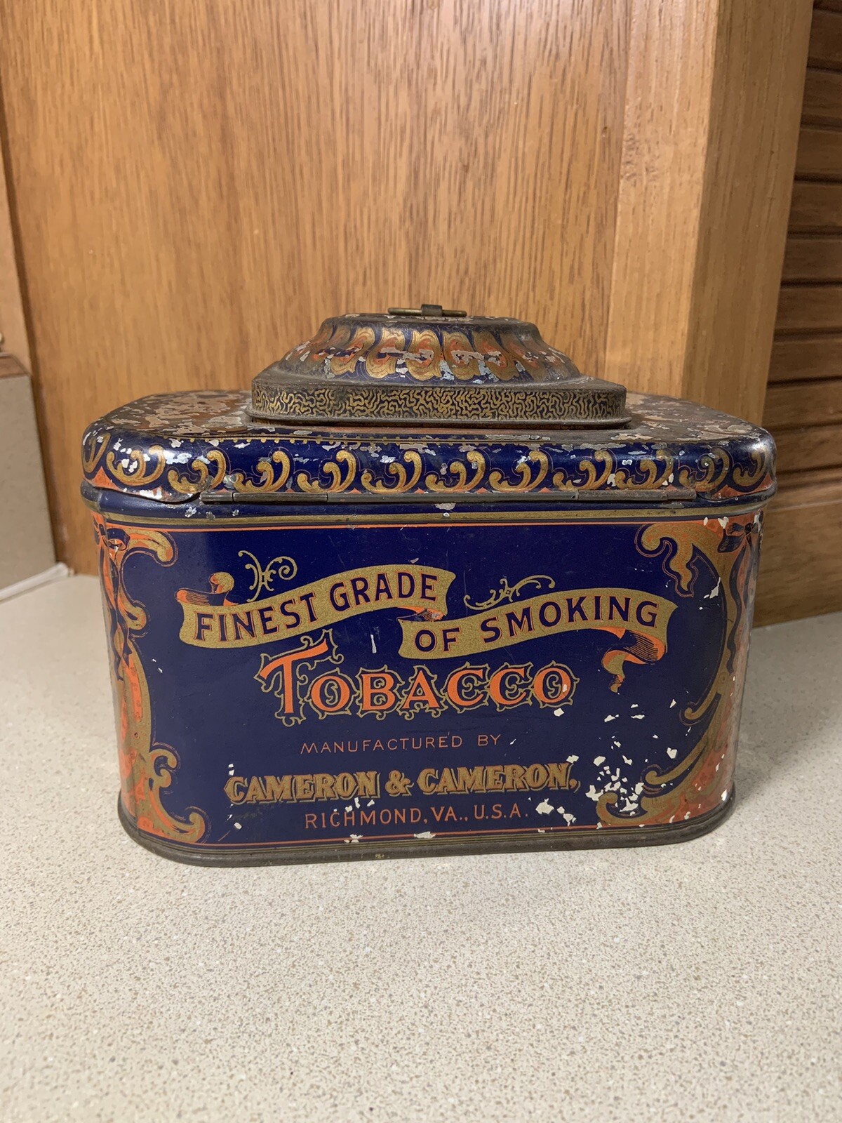 RARE ANTIQUE CAMERON & CAMERON FINEST GRADE MULTI-COLOR HUMIDOR TOBACCO TIN RARE ANTIQUE CAMERON & CAMERON FINEST GRADE MULTI-COLOR HUMIDOR TOBACCO TIN