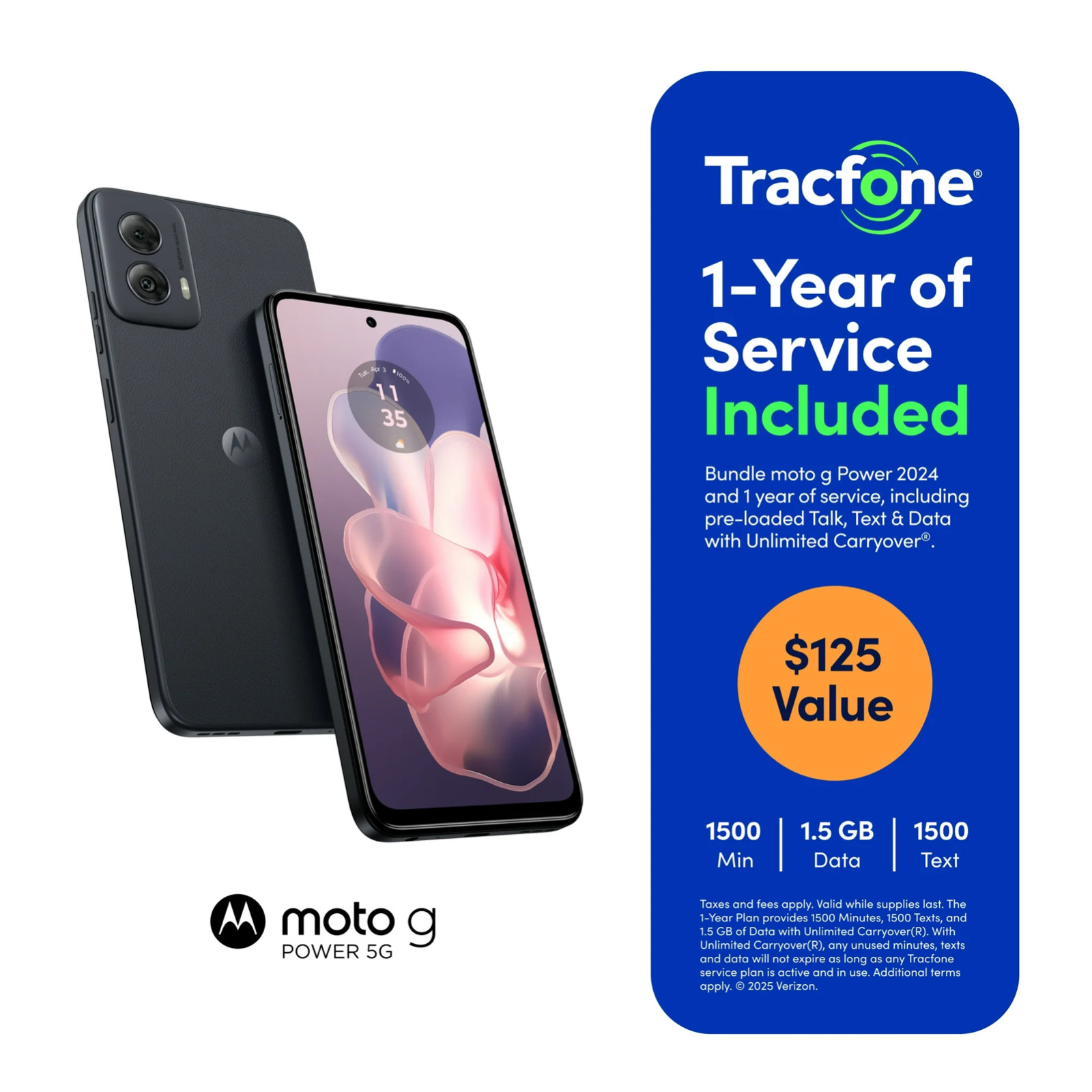 Tracfone Motorola Moto G Power 2024, 5G, 128GB, Black, Includes 1 Year Serv Plan Tracfone Motorola Moto G Power 2024, 5G, 128GB, Black, Includes 1 Year Serv Plan