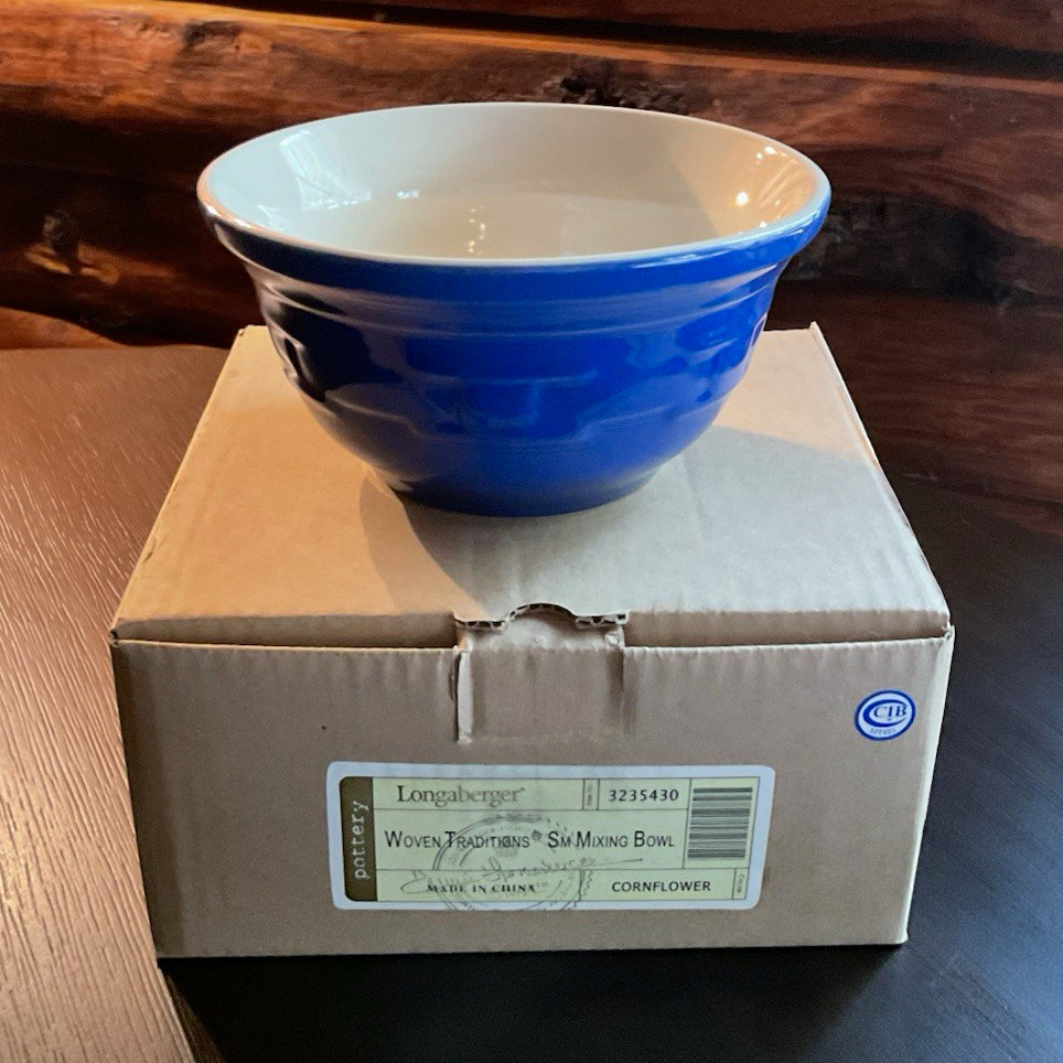 Longaberger Woven Traditions Vitrified Cornflower Small Mixing Bowl~BNIB
