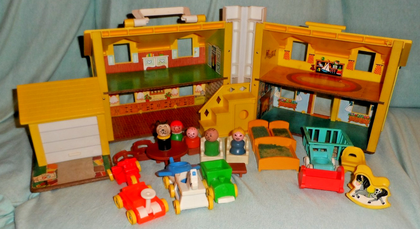 VINTAGE Fisher Price Little People Play Family YELLOW HOUSE 952-COMPLETE-EXTRAS