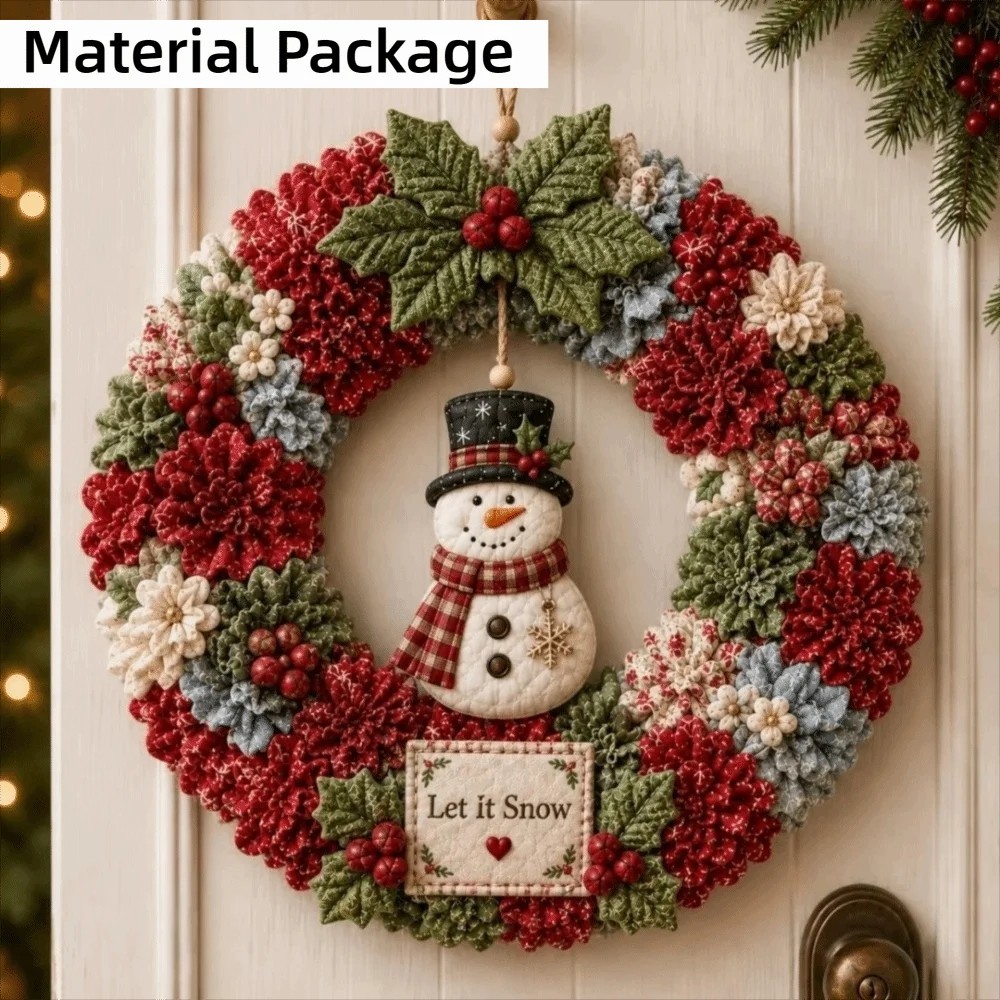 3D Fabric Poke Wreath DIY Kit, Unique No‑Sew Christmas Fabric Poke Art Craft Kit