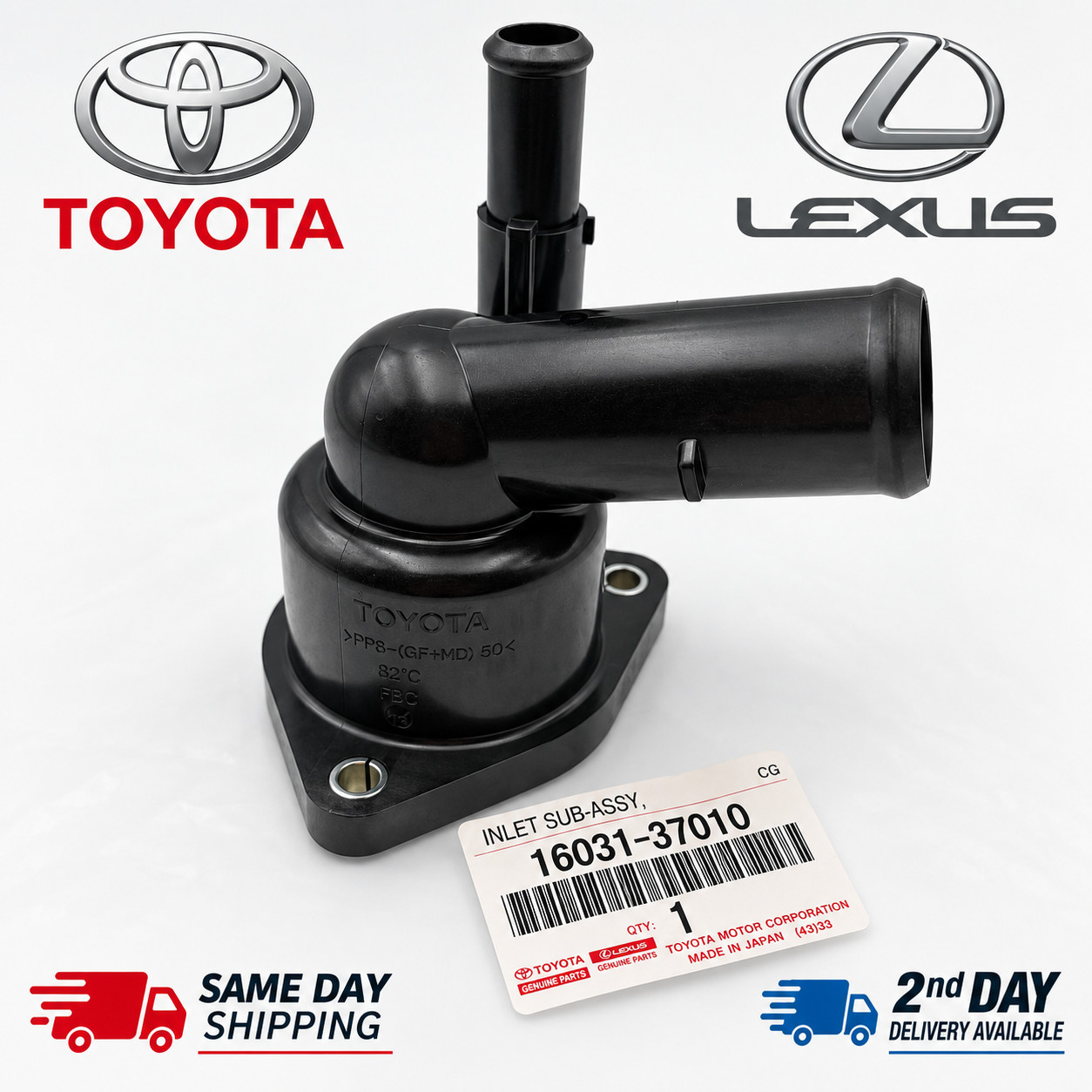 Genuine 16031-37010 Toyota Corolla Prius CT200h 1.8L OEM Thermostat Water Inlet