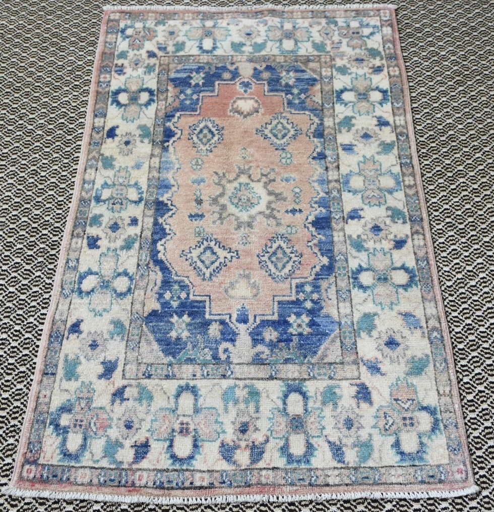 Kazak Oriental Accent Rug 3x4 Hand-knotted Wool Geometric Carpet for Foyer