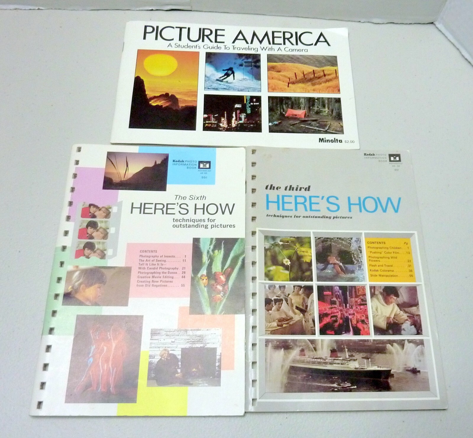 3 Vintage 1973-74 Kodak Photography Photo Books, Here\'s How & Picture America