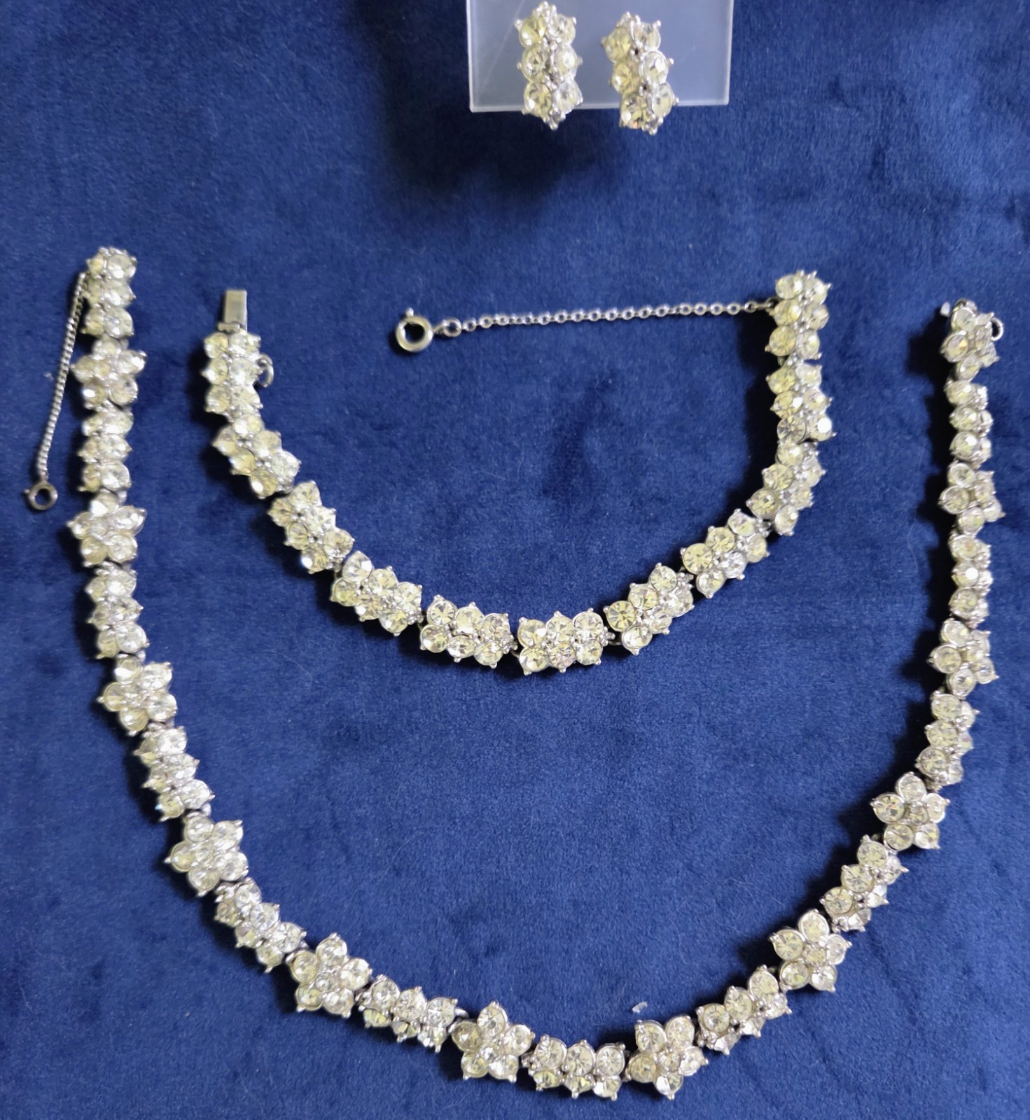 Vintage Signed BOGOFF Rhinestone Jewelry Set Necklace Bracelet Earrings Parue Vintage Signed BOGOFF Rhinestone Jewelry Set Necklace Bracelet Earrings Parue