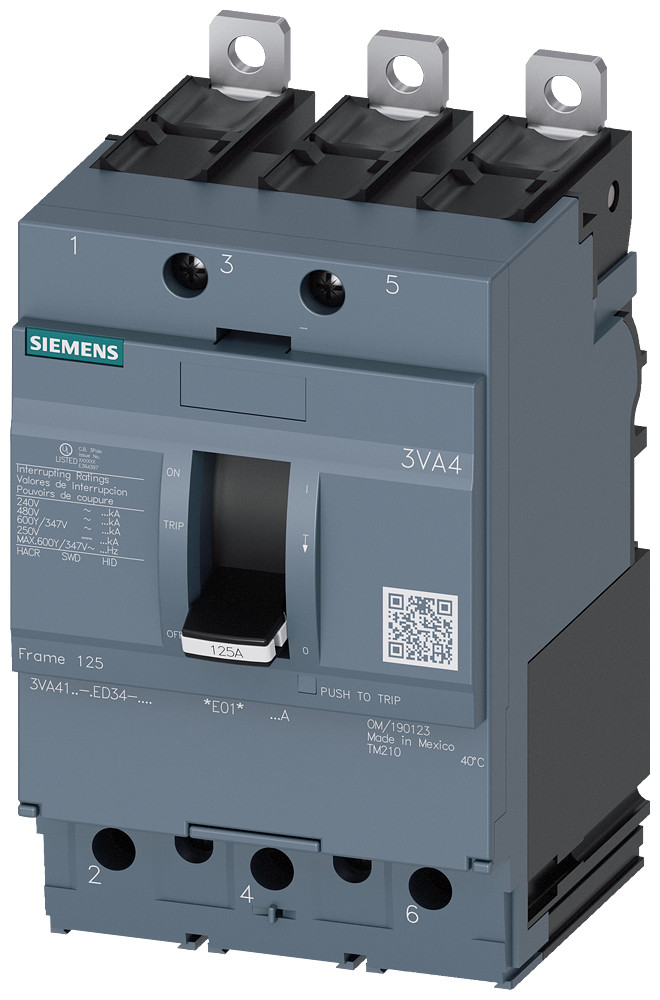 Siemens 3VA4150-4ED34-0AA0 Low Voltage Circuit Breaker 50A 3-Pole IP40 Siemens 3VA4150-4ED34-0AA0 Low Voltage Circuit Breaker 50A 3-Pole IP40
