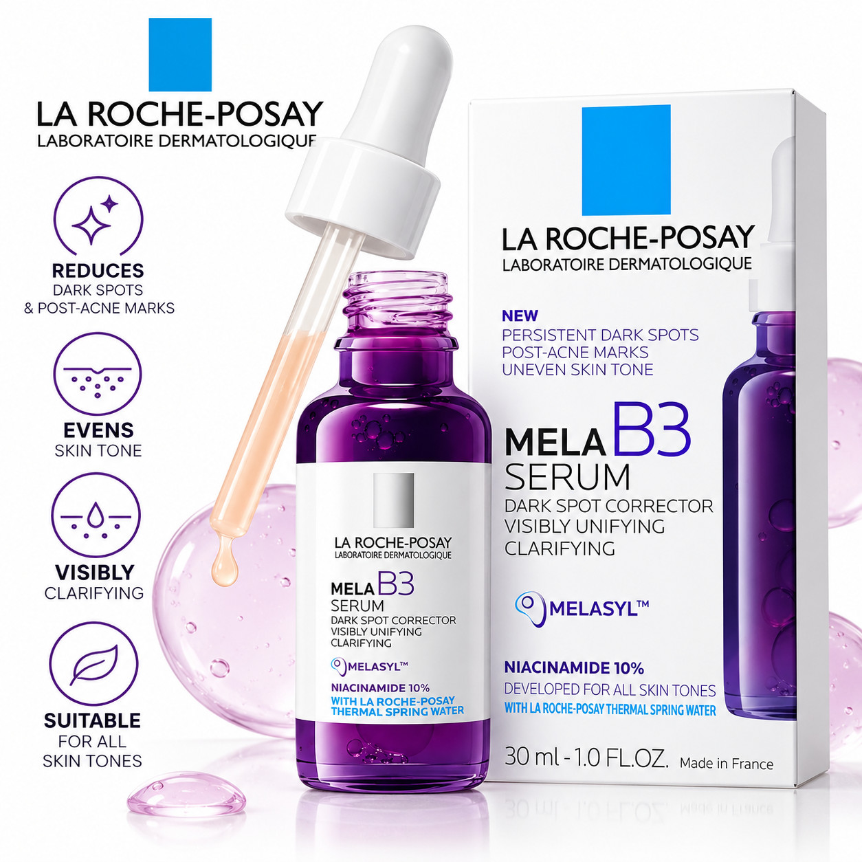 La Roche-Posay Mela B3 Dark Spot Serum Melasyl Niacinamide 10% 30ml 1 fl oz NEW