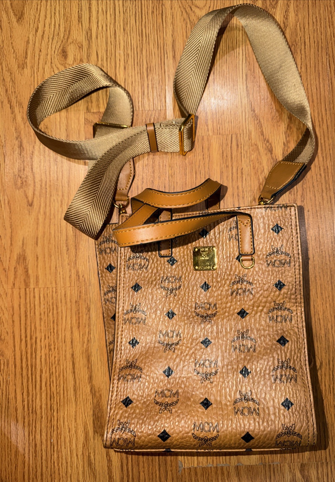 MCM Cognac Genuine Leather Mini Tote Bag 5.3” x 7” x 1.75” w/ Dust Bag MCM Cognac Genuine Leather Mini Tote Bag 5.3” x 7” x 1.75” w/ Dust Bag